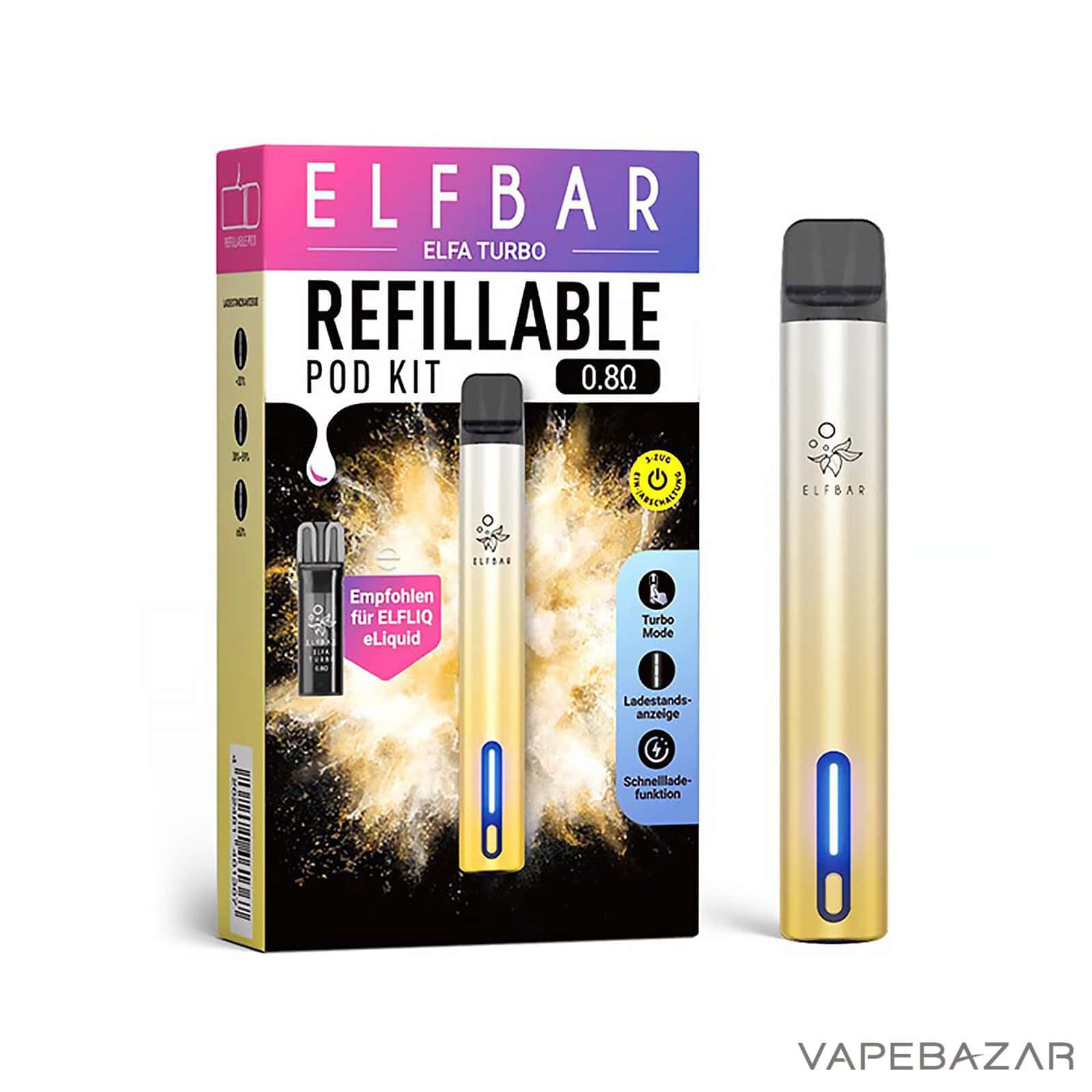 AuroraGold3 | Vapebazar Elf Bar Elfa Turbo Pod Kit - Aurora Gold