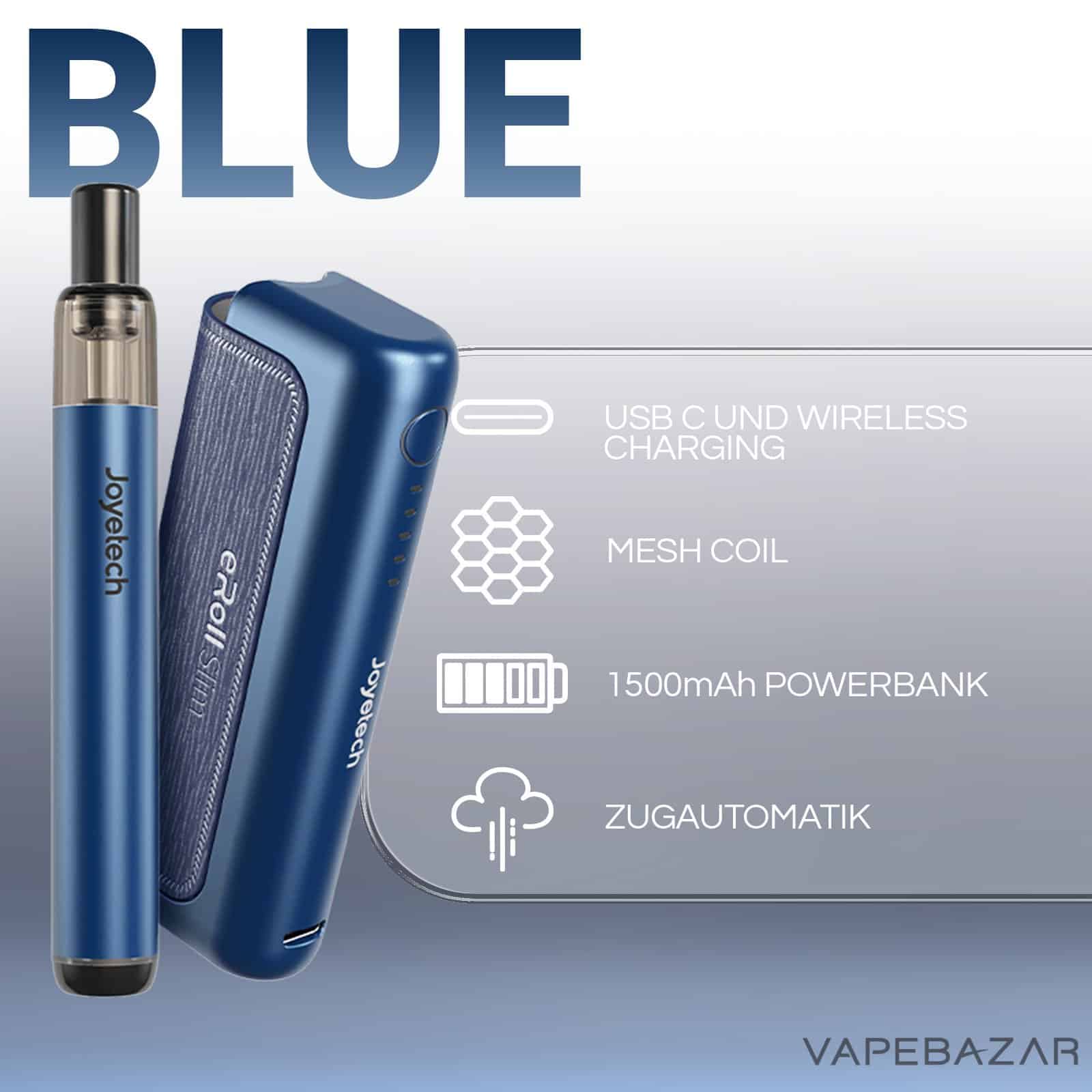 Joyetech eRoll Slim Full Kit Blue 2 | Vapebazar Joyetech Eroll Slim Full Kit Blue