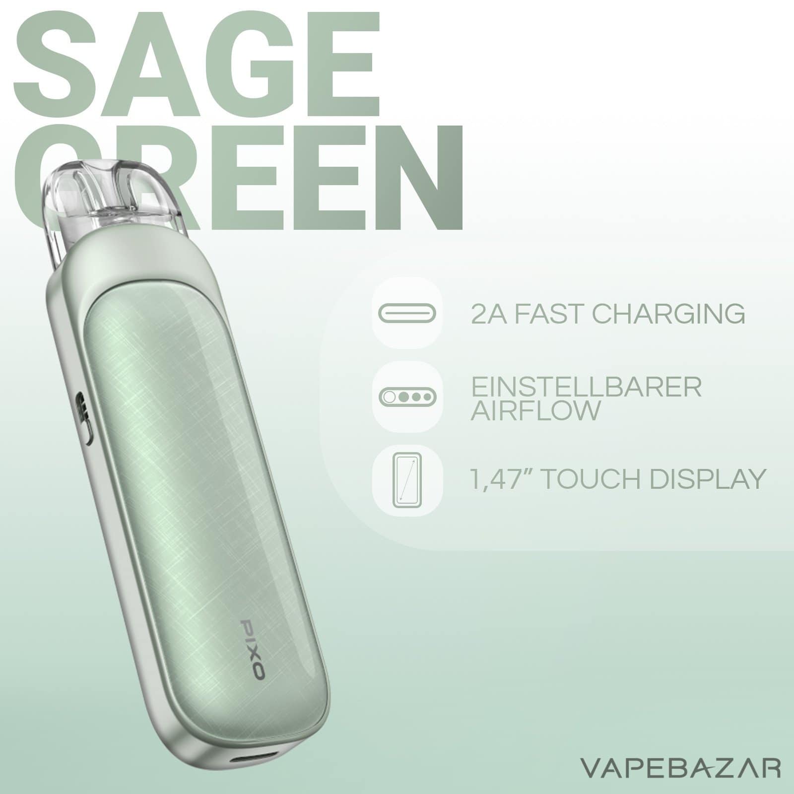 Aspire Pixo Pod Kit Sage Green 2 | Vapebazar Aspire Pixo Pod Kit Sage Green