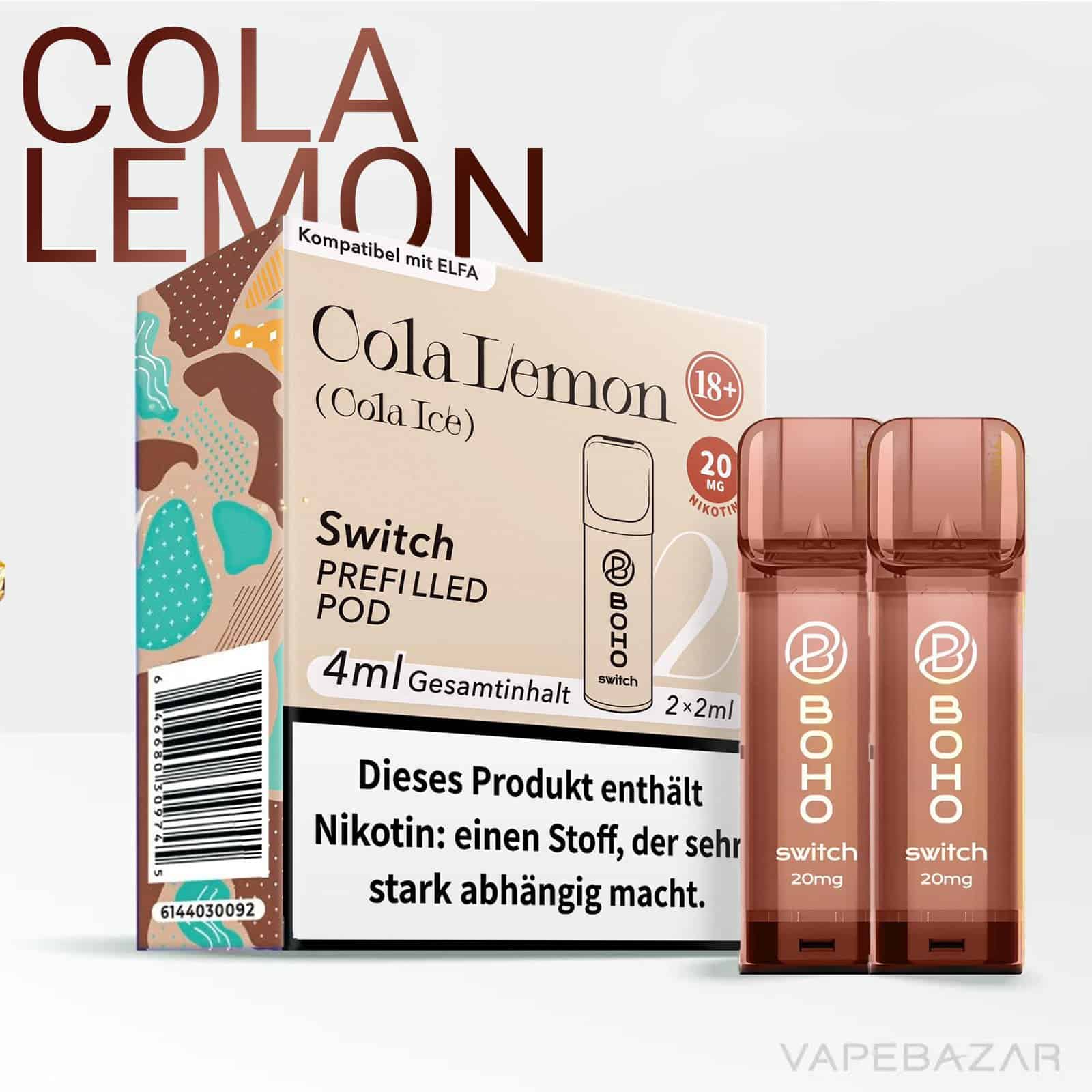Boho Switch Cola Lemon 2 | Vapebazar Boho Switch Pods – Lemon Mint - (2Er Pack)