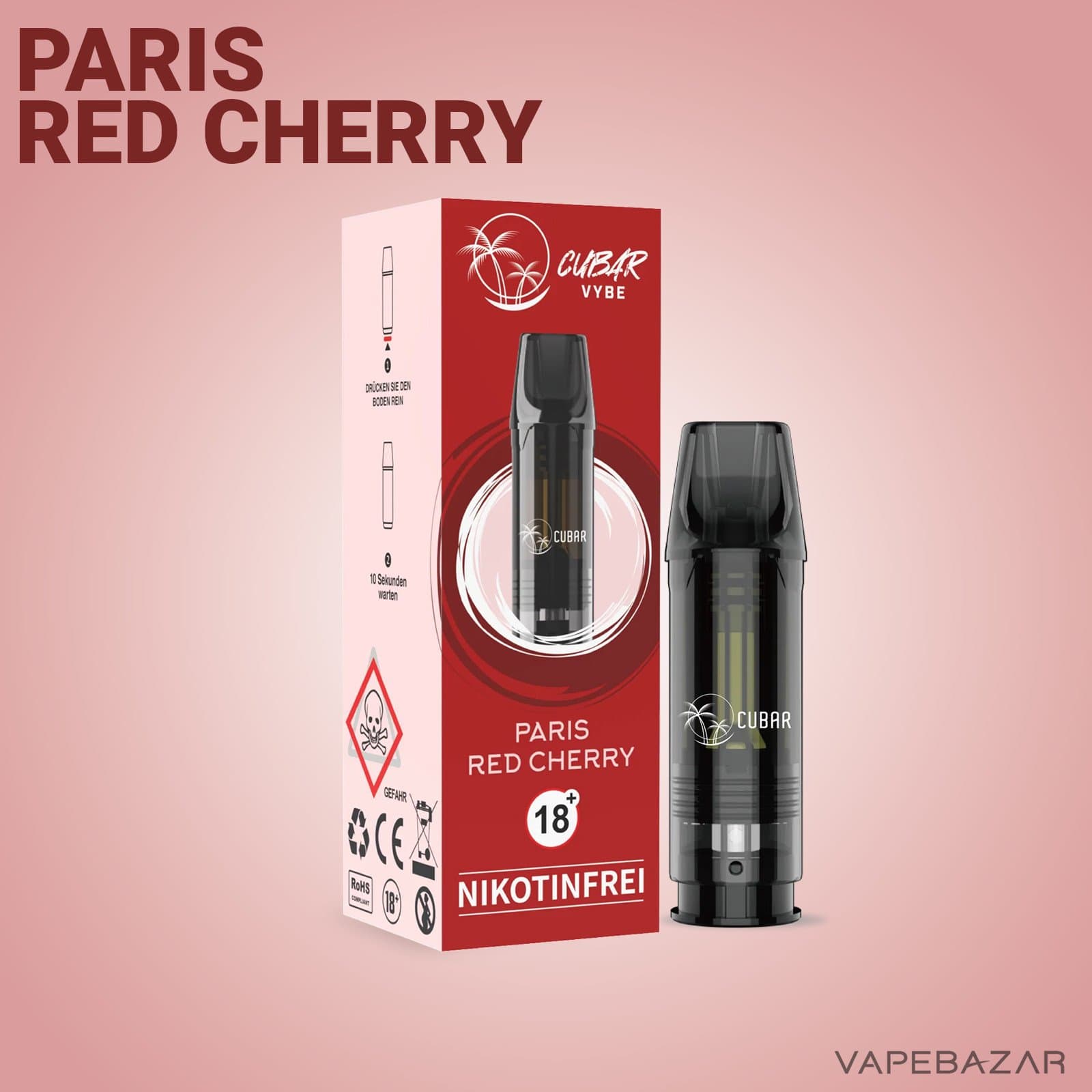 Cubar Vybe Pod Paris Red Cherry Nikotinfrei 2 | Vapebazar Cubar Vybe Pod Paris Red Cherry Nikotinfrei
