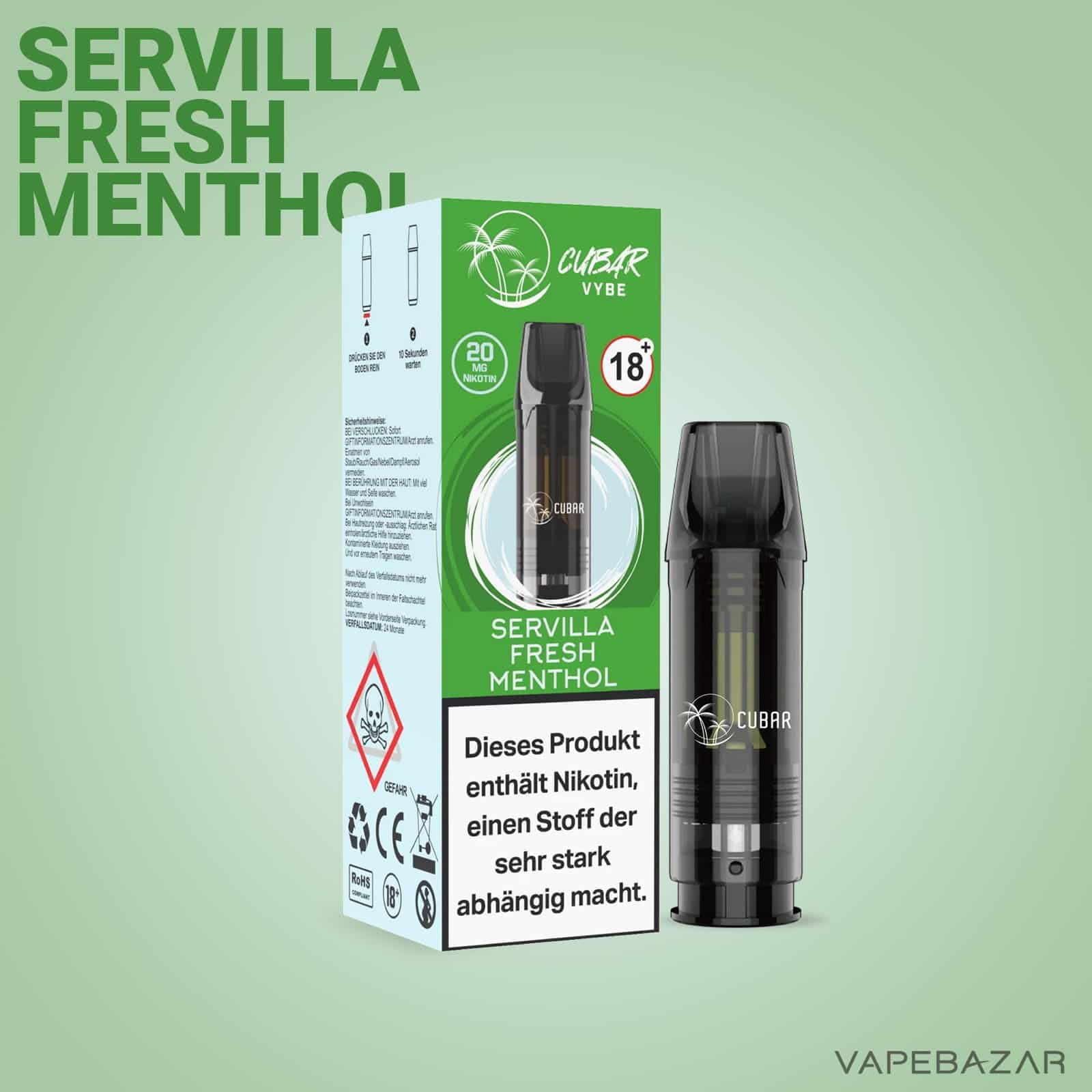 Cubar Vybe Servilla Fresh Menthol 2 | Vapebazar Cubar Pod Vybe Servilla Fresh Menthol