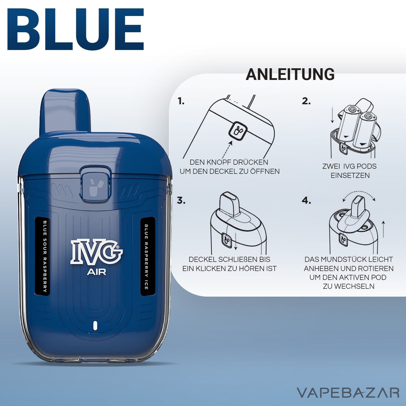 IVG Air 2 in 1 Pod Kit Blue 2 | Vapebazar Ivg Air 2 In 1 Pod Kit Blue 2