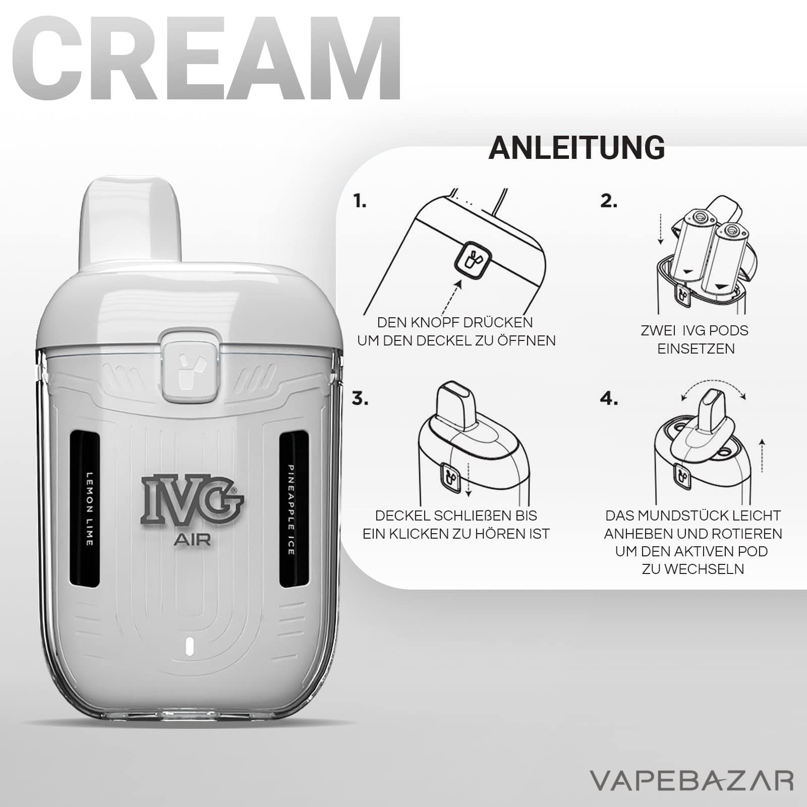 IVG Air 2 in 1 Pod Kit Cream 2 | Vapebazar Ivg Air 2 In 1 Pod Kit Cream 2