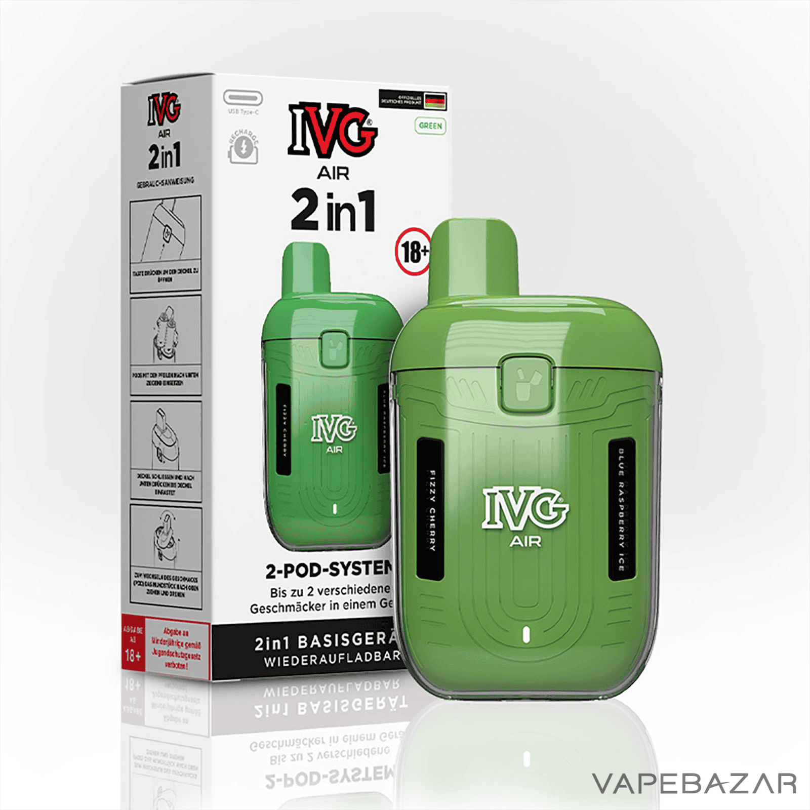 IVG Air 2 in 1 Pod Kit Green 3 | Vapebazar Ivg Air 2 In 1 Pod Kit Green