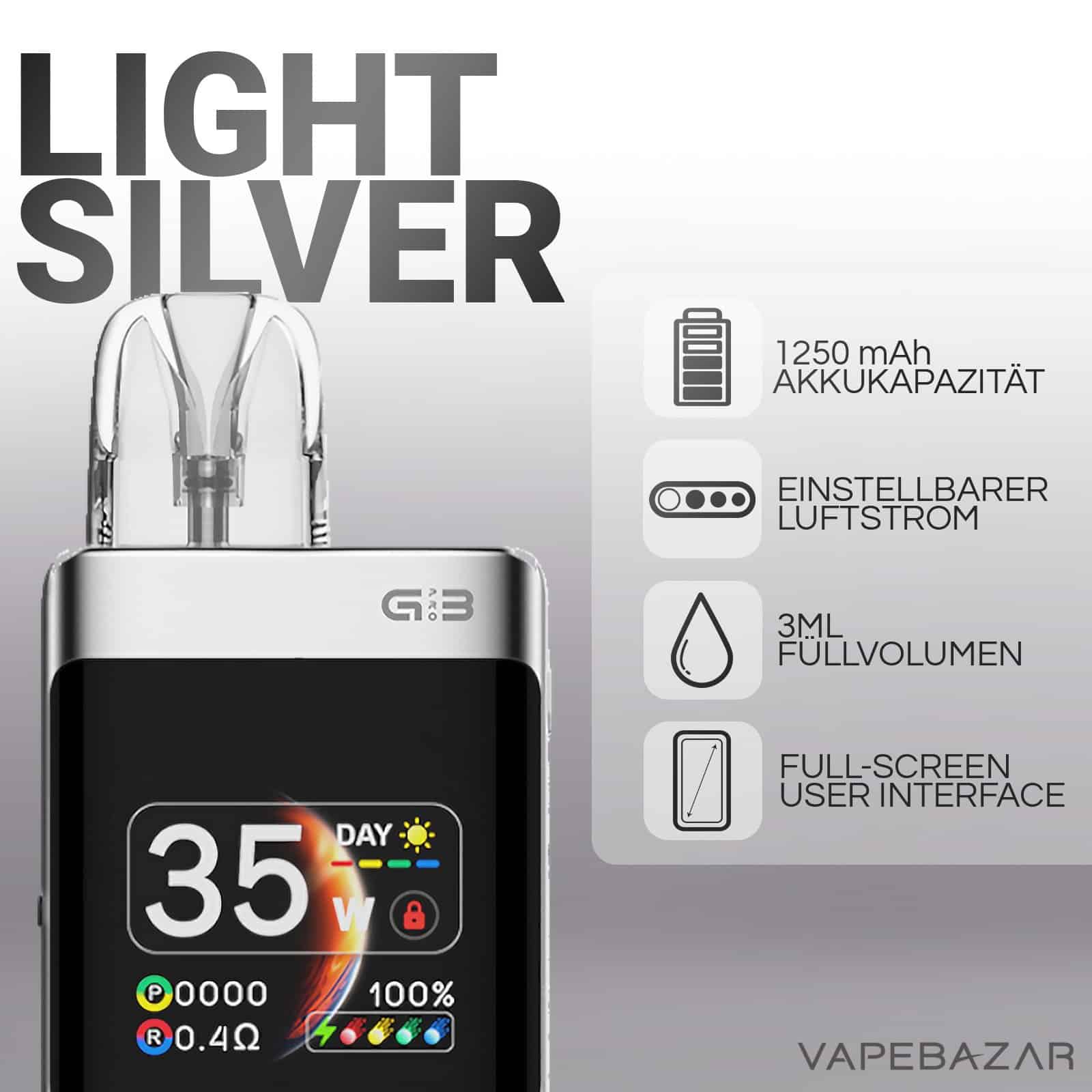 Uwell Caliburn G3 Pro Koko Light Silver 2 | Vapebazar Uwell Caliburn G3 Pro Koko Light Silver