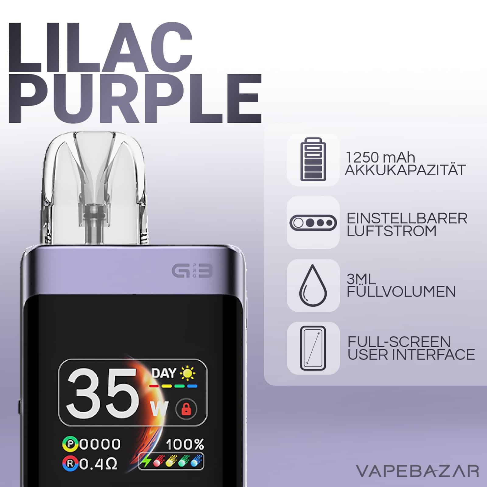 Uwell Caliburn G3 Pro Koko Lilac Purple 2 | Vapebazar Uwell Caliburn G3 Pro Koko Lilac Purple
