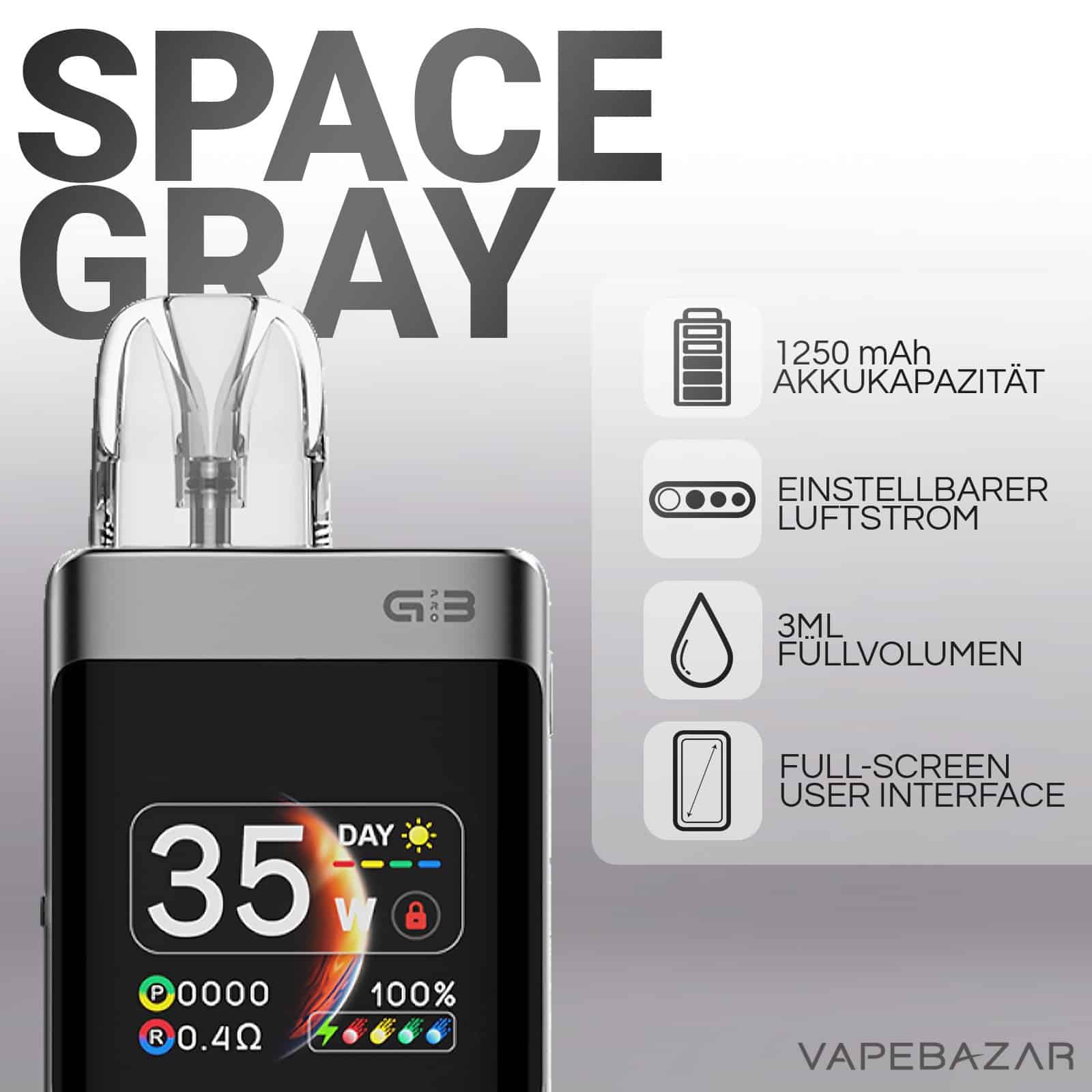 Uwell Caliburn G3 Pro Koko Space Gray 2 | Vapebazar Uwell Caliburn G3 Pro Koko Space Gray