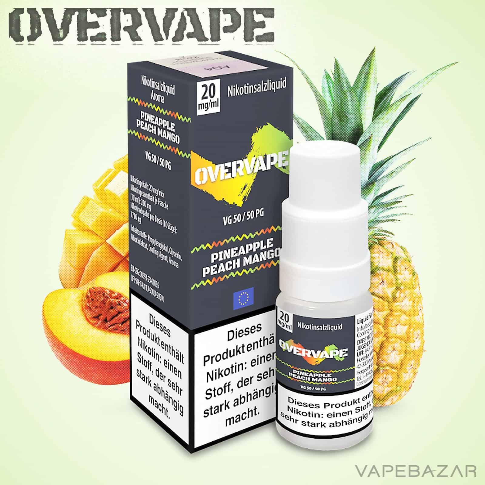 Overvape Nikotinsalzliquid Pineapple Peach Mango | Vapebazar Overvape Nikotinsalzliquid Pineapple Peach Mango
