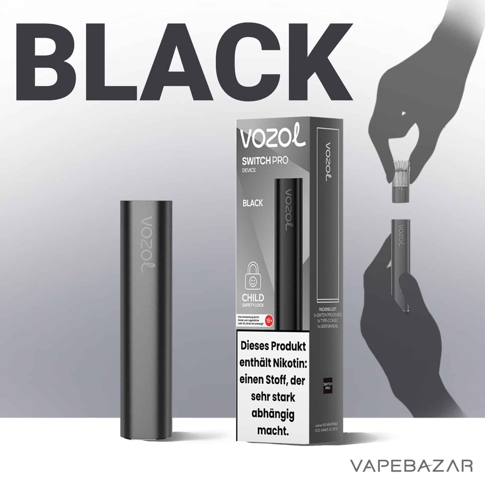 Black2 | Vapebazar Vozol Switch Pro Device Black