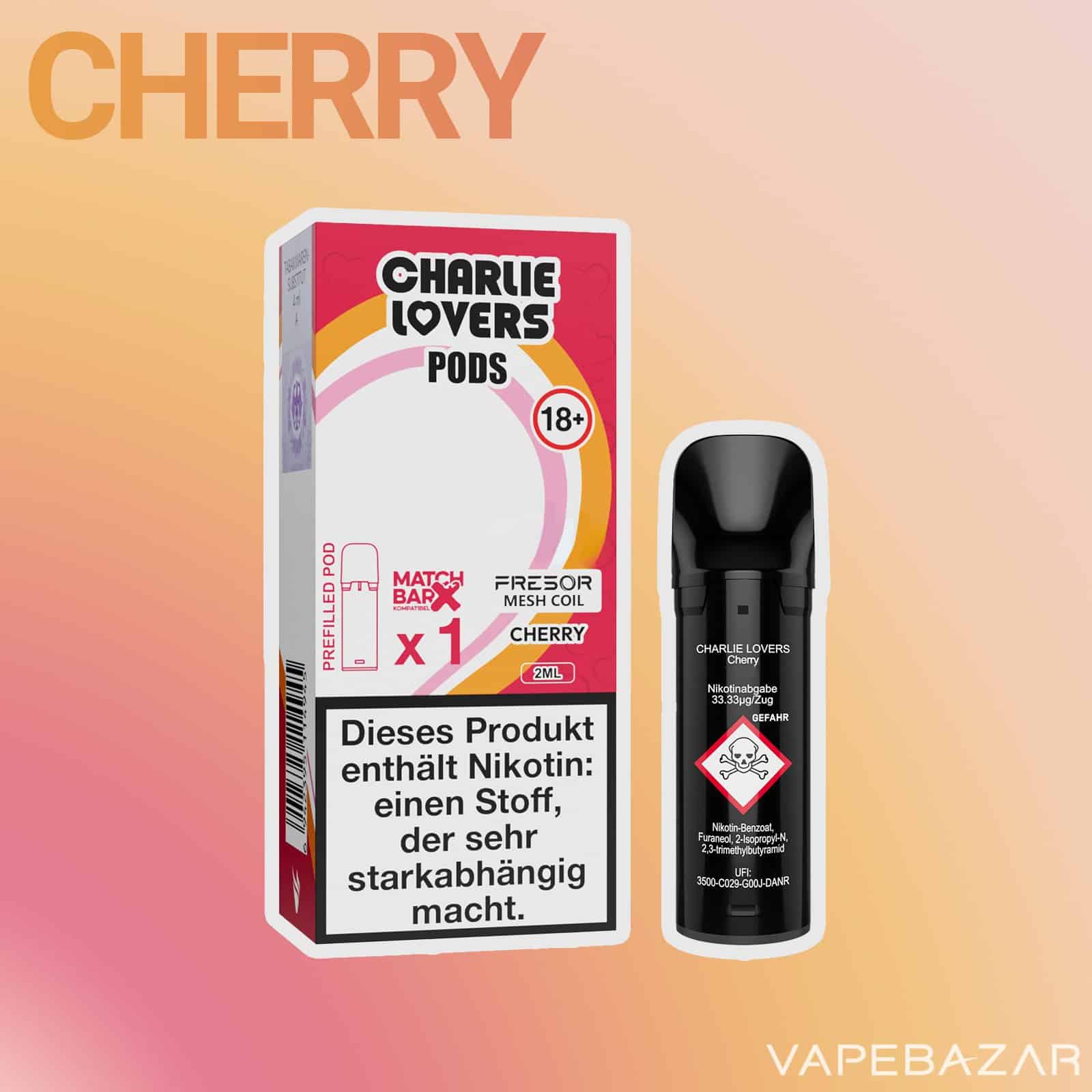 Charlie Lovers Pods Cherry 1er 2 | Vapebazar Charlie Lovers Pods Cherry 1Er Vapebazar