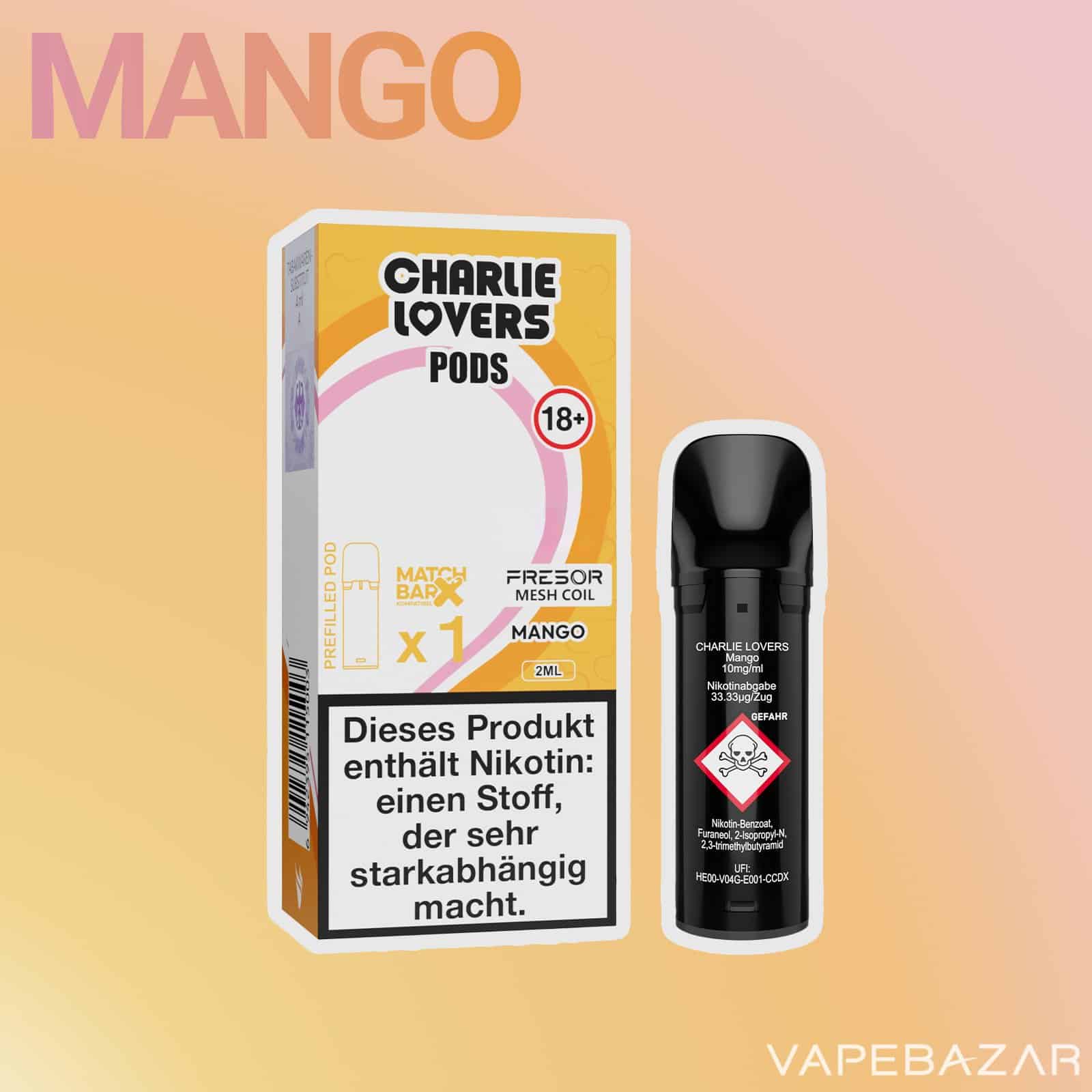 Charlie Lovers Pods Mango 1er Vapebazar 2 | Vapebazar Charlie Lovers Pods Mango 1Er Vapebazar