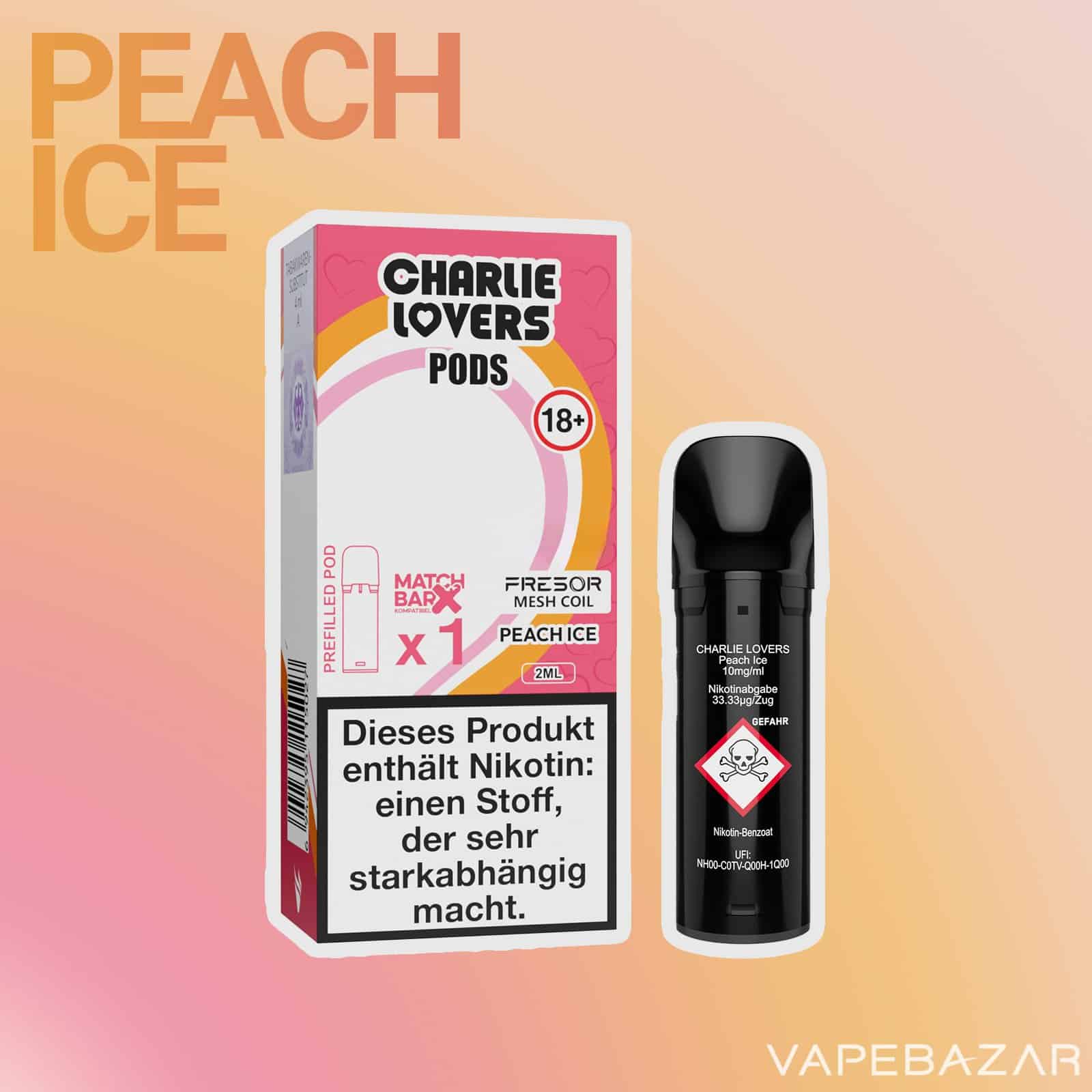 Charlie Lovers Pods Peach Ice 1er 2 | Vapebazar Charlie Lovers Pods Peach Ice 1Er Vapebazar