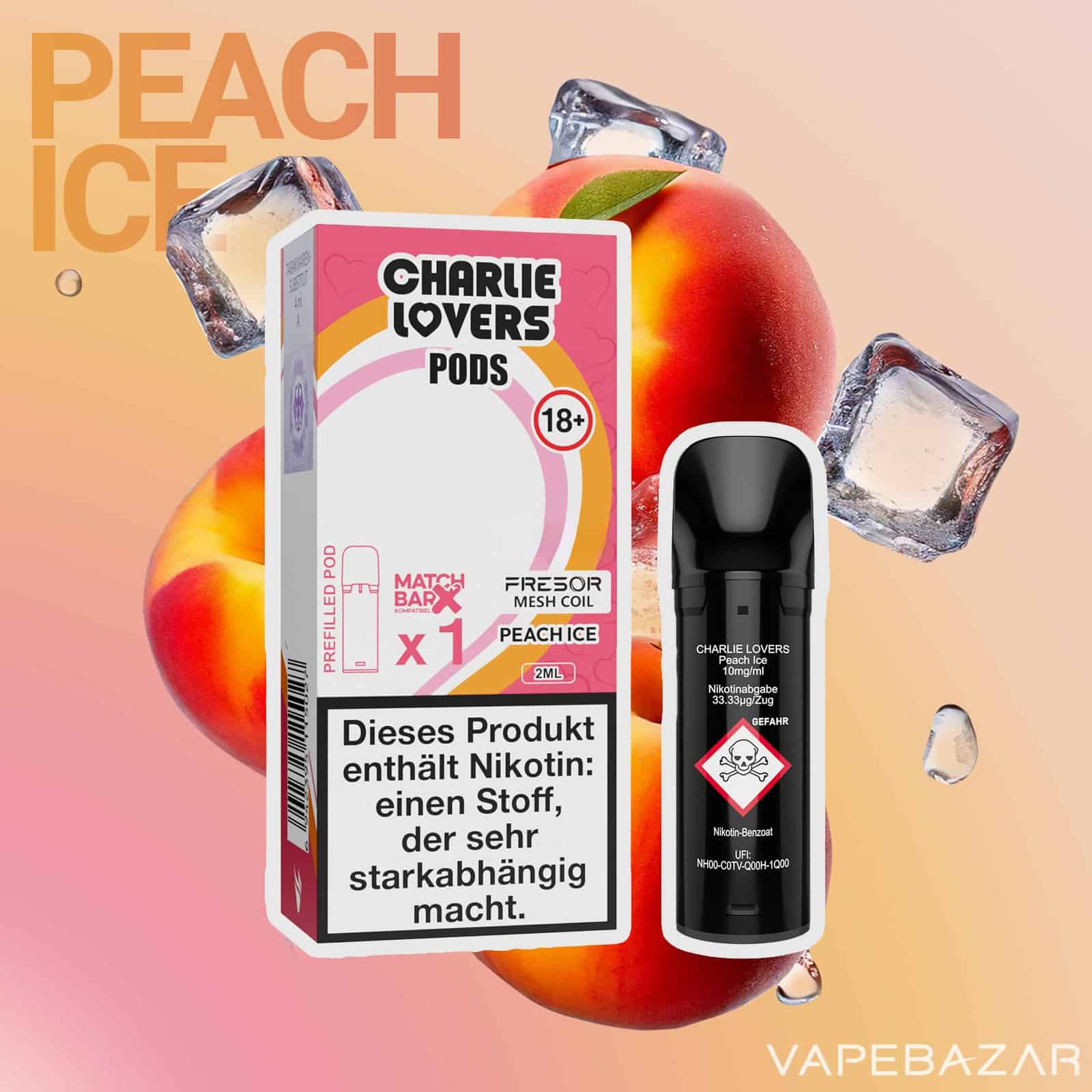 Charlie Lovers Pods Peach Ice 1er Kopie | Vapebazar Charlie Lovers Pods Peach Ice 1Er Vapebazar