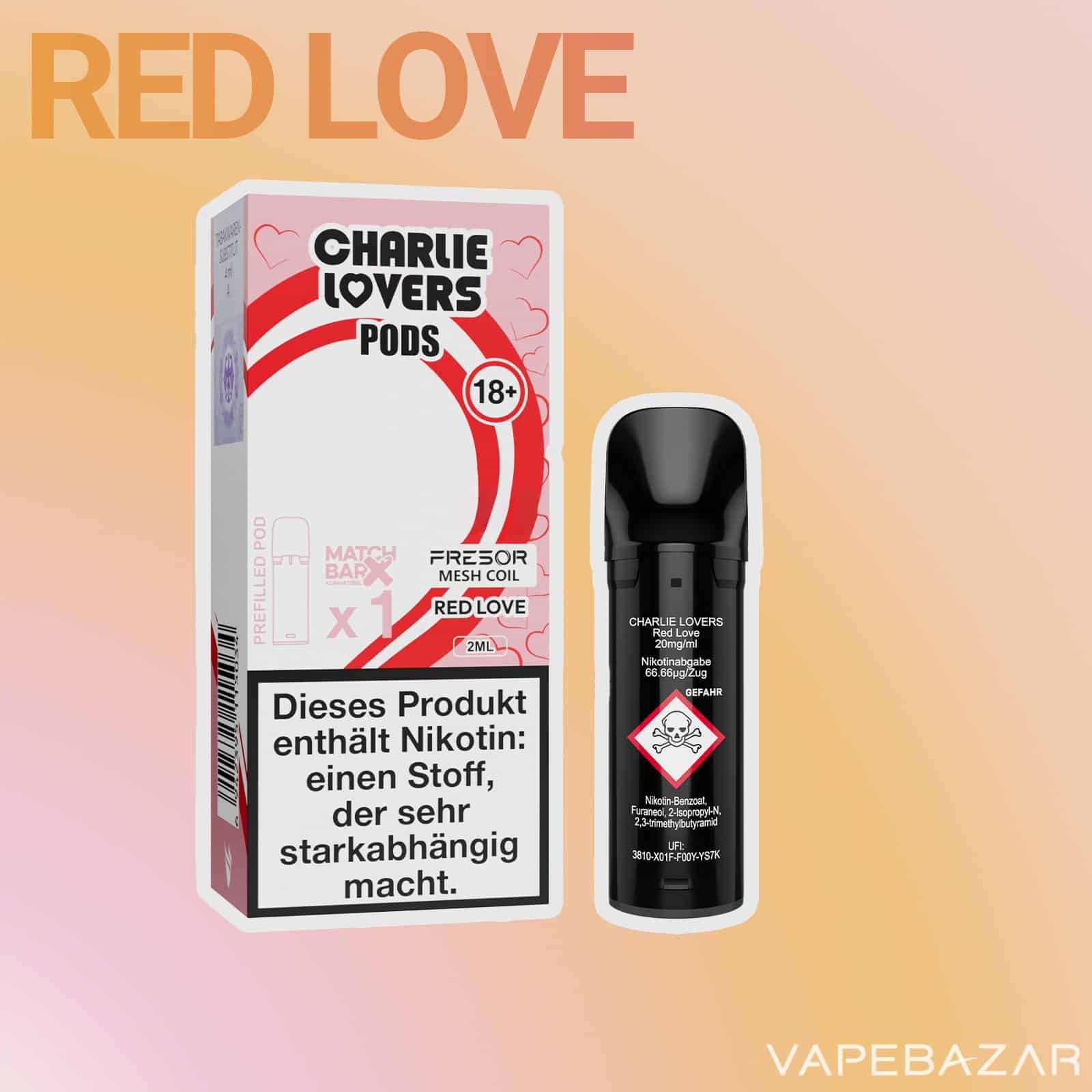 Charlie Lovers Pods Red Love 1er 2 | Vapebazar Charlie Lovers Pods Red Love 1Er Vapebazar