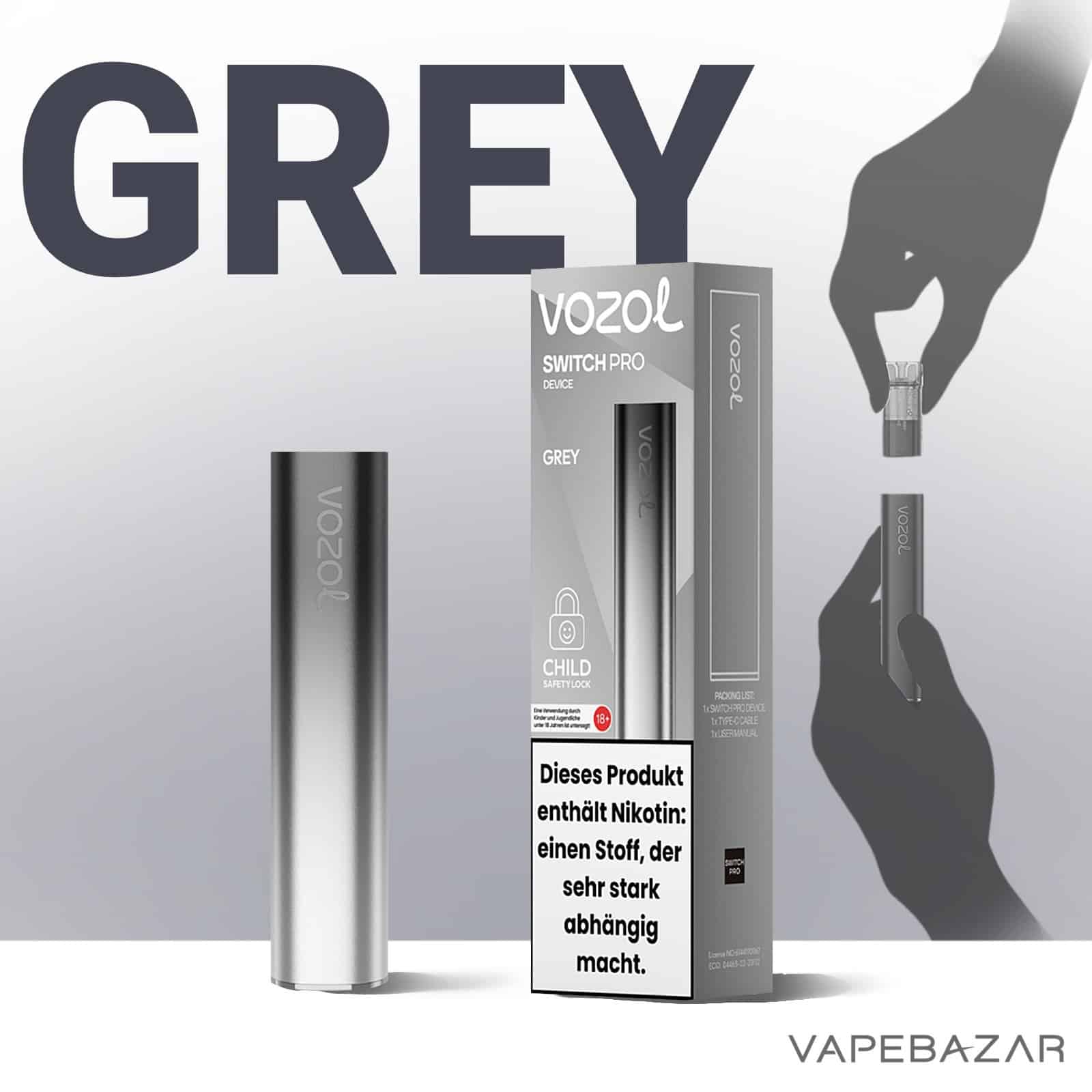 Grey2 | Vapebazar Vozol Switch Pro Device Grey