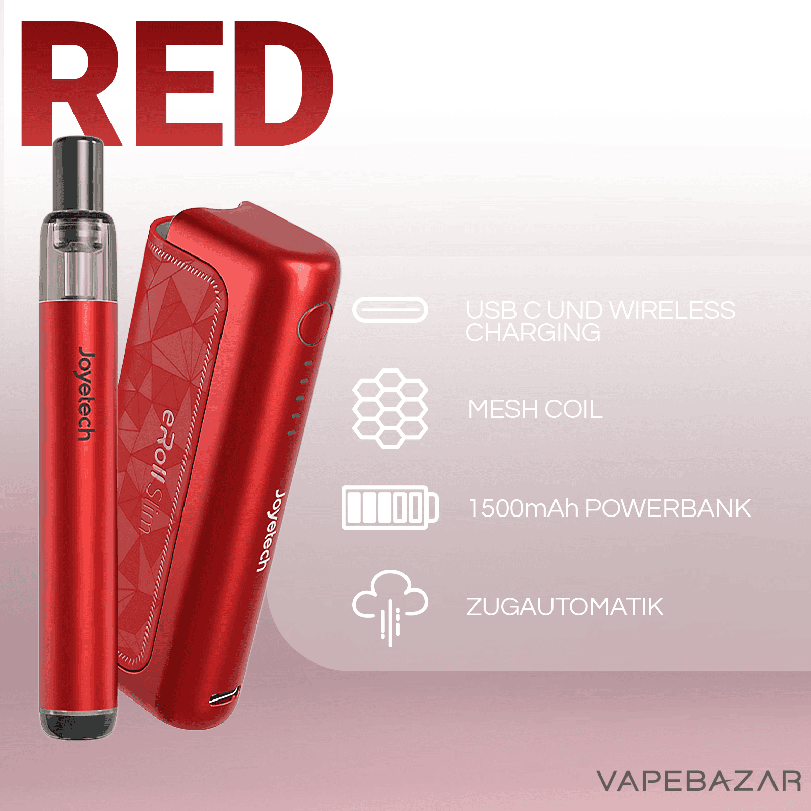 Joyetech eRoll Slim Full Kit Red 2 | Vapebazar Joyetech Eroll Slim Full Kit Red Vapebazar