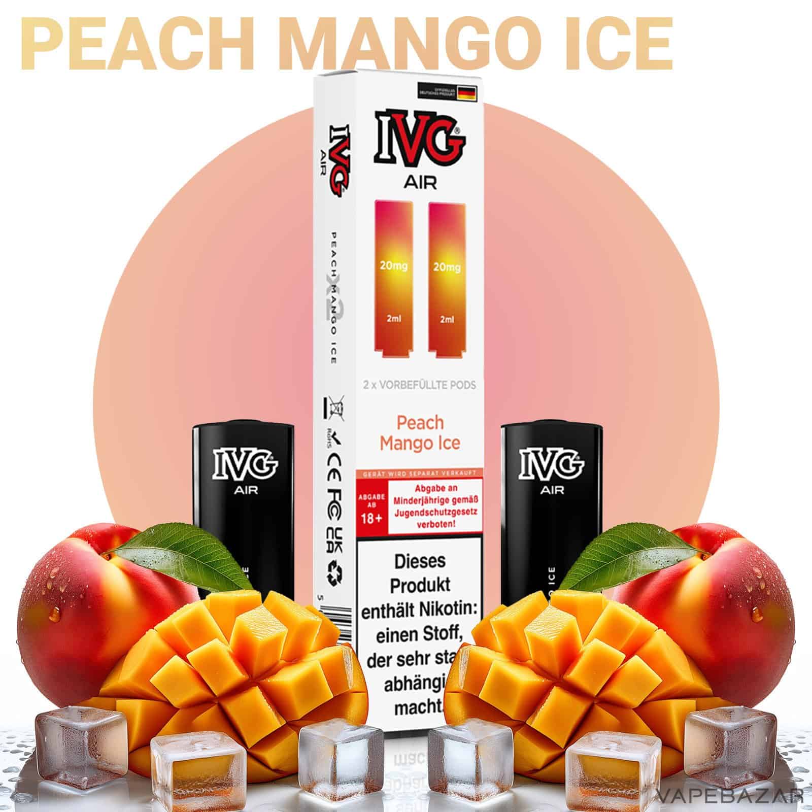 IVG Air Pods Peach Mango Ice | Vapebazar Ivg Air Pods Peach Mango Ice
