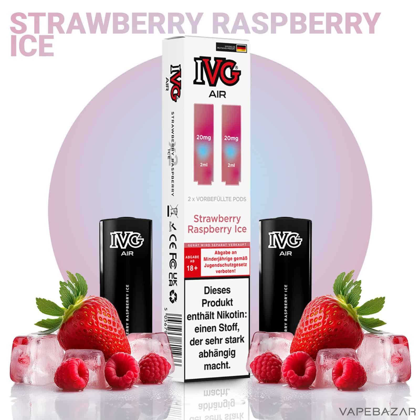 IVG Air Pods Strawberry Raspberry Ice | Vapebazar Ivg Air Pods Strawberry Raspberry Ice
