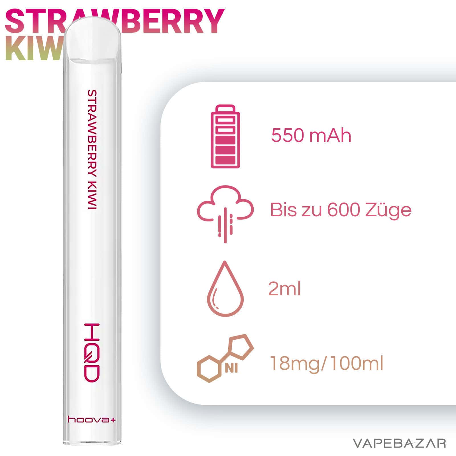 StrawberryKiwi2 | Vapebazar Hqd Hoova + Einweg E-Zigarette - Strawberry Kiwi