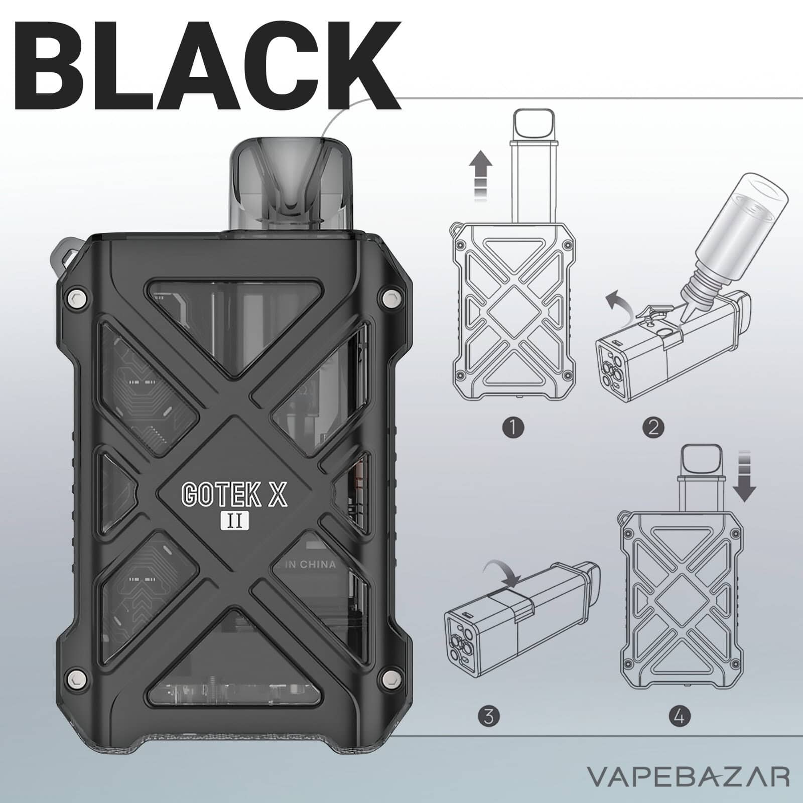 Black2 | Vapebazar Aspire Gotek X Ii Pod Kit - Cyan