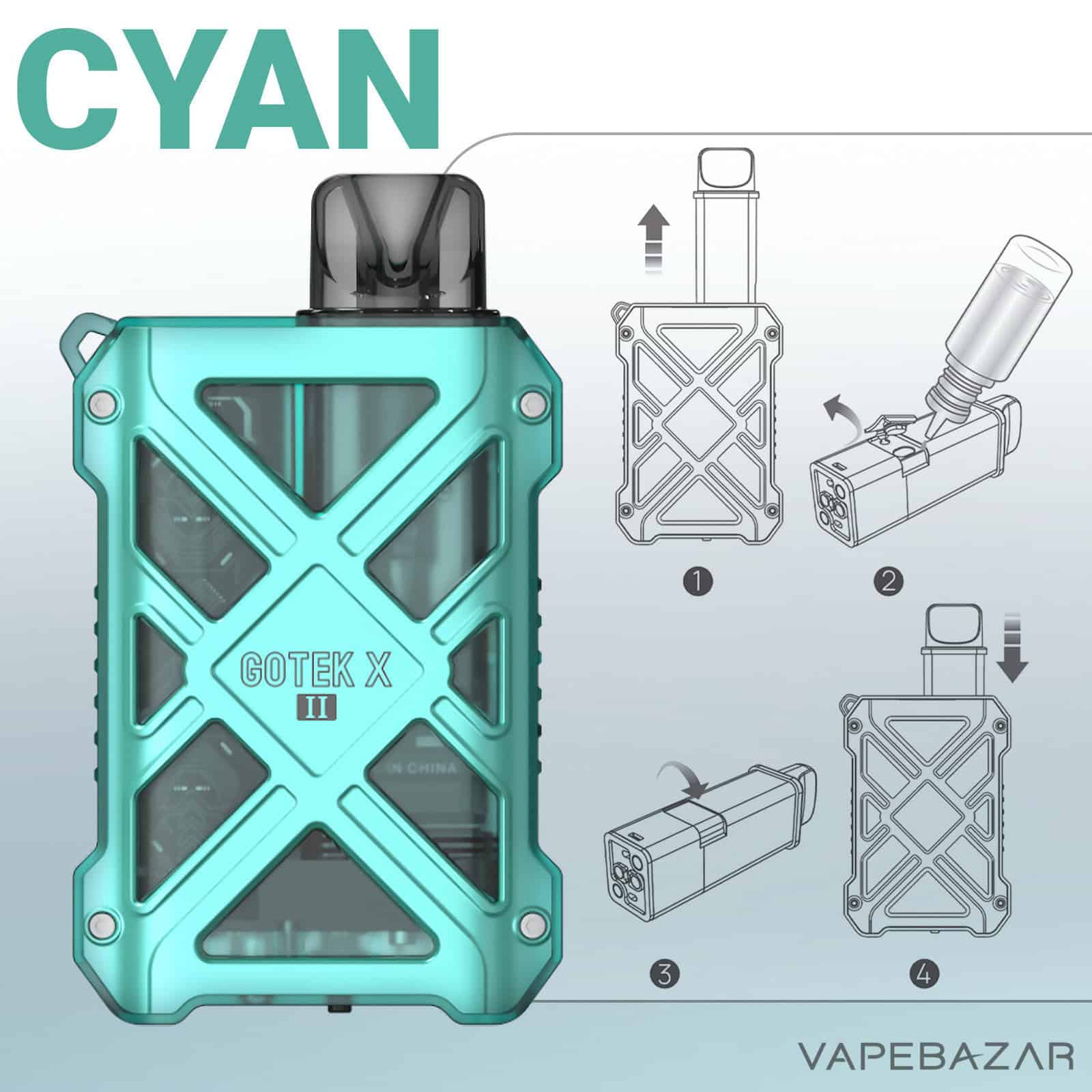 Cyan2 | Vapebazar Aspire Gotek X Ii Pod Kit - Cyan
