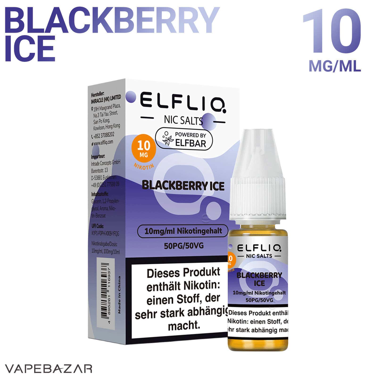 Elfliq Nic Salts Blackberry Ice 10mg 2 | Vapebazar Elfliq Nikotinsalz Liquid – Tropical Fruit 20Mg/Ml Nikotin