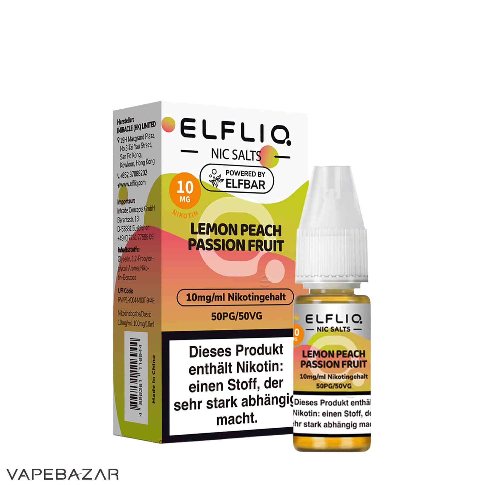 Elfliq Nic Salts Lemon Peach Passion Fruit 10mg 3 | Vapebazar Elfliq Nikotinsalz Liquid – Lemon Peach Passion Fruit 10Mg/Ml Nikotin