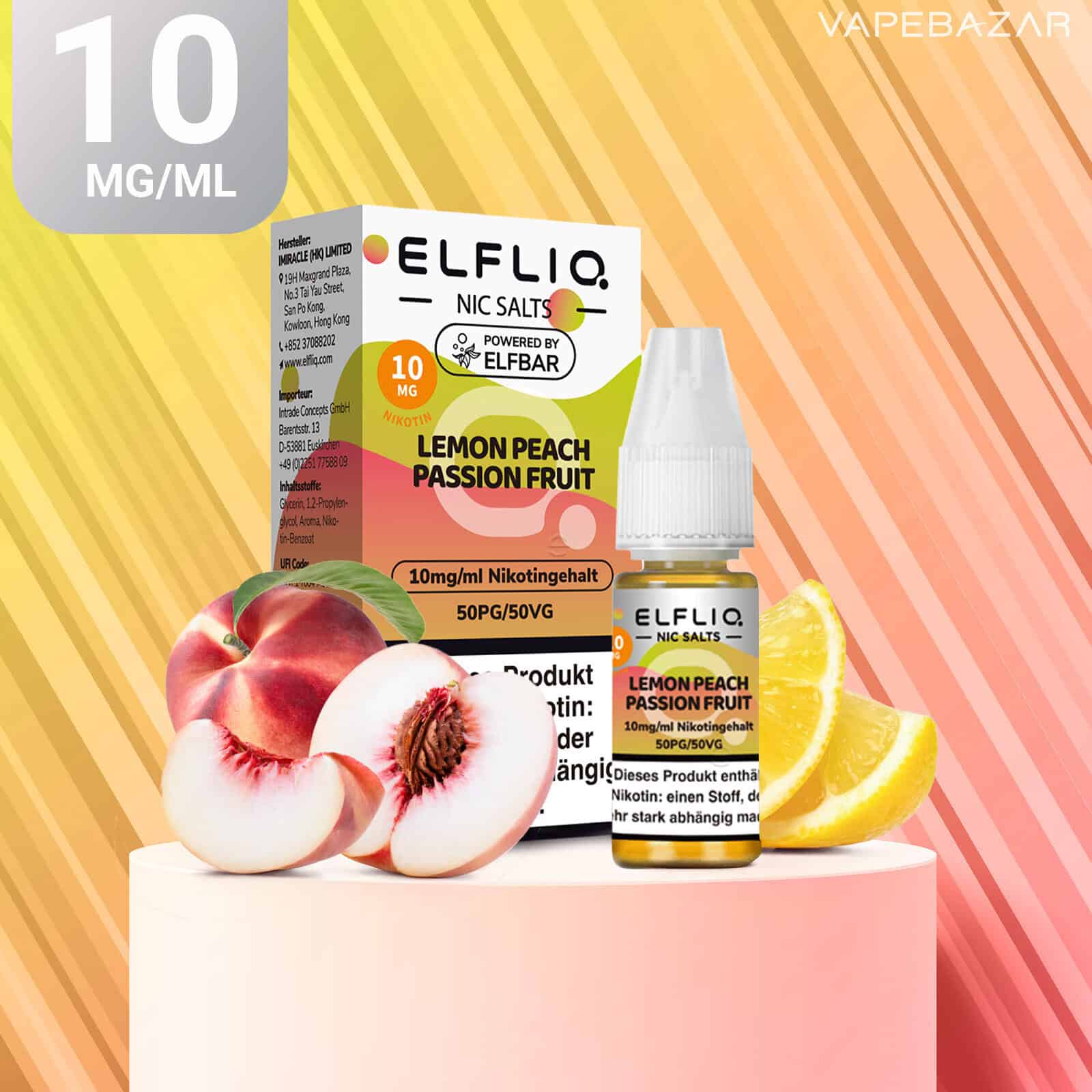 Elfliq Nic Salts Lemon Peach Passion Fruit 10mg | Vapebazar Elfliq Nic Salts Lemon Peach Passion Fruit 10Mg