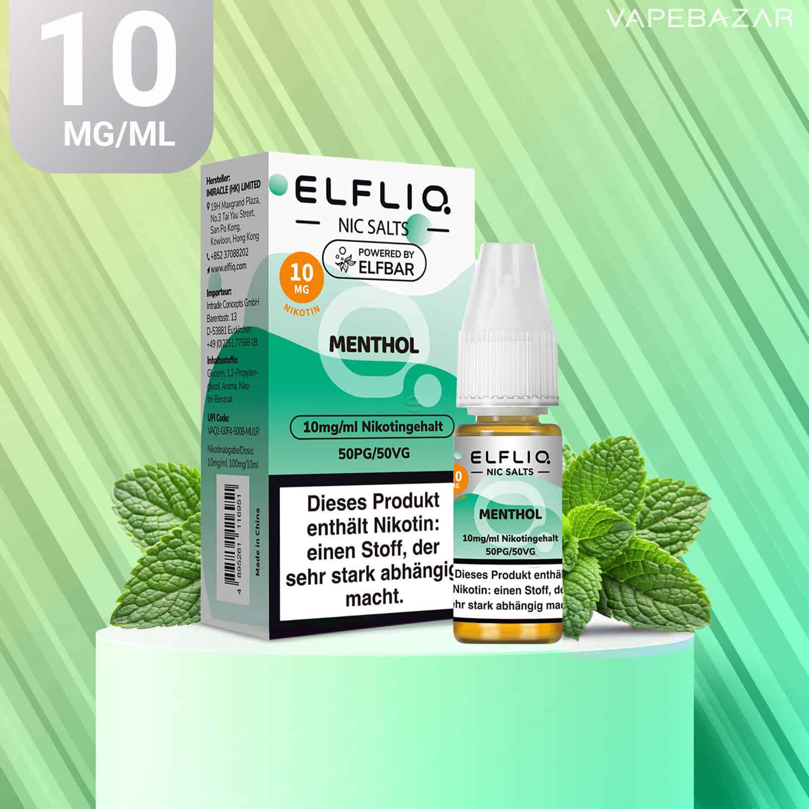 Elfliq Nic Salts Menthol 10mg | Vapebazar Elfliq Nic Salts Menthol 10Mg
