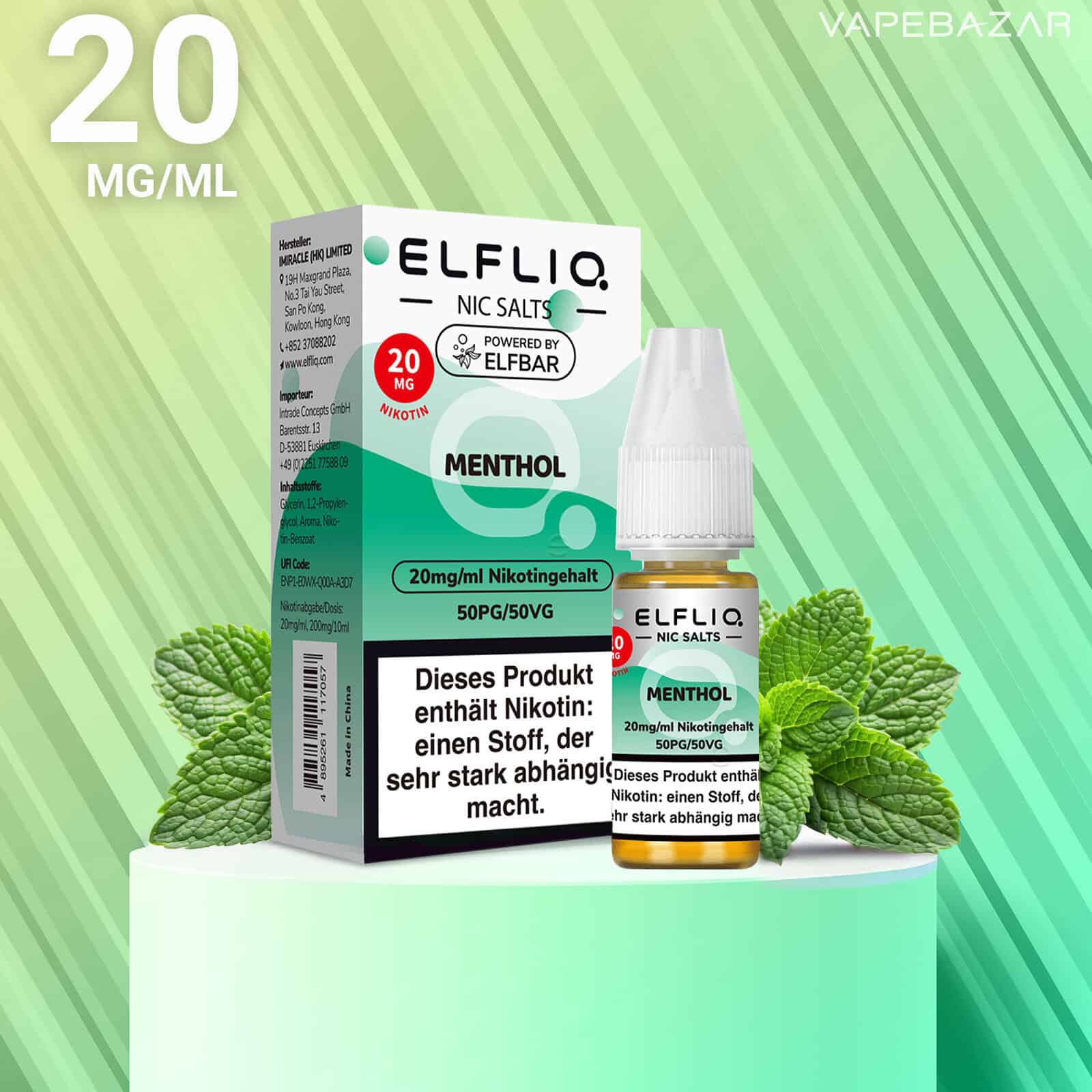 Elfliq Nic Salts Menthol 20mg | Vapebazar Elfliq Nic Salts Menthol 20Mg