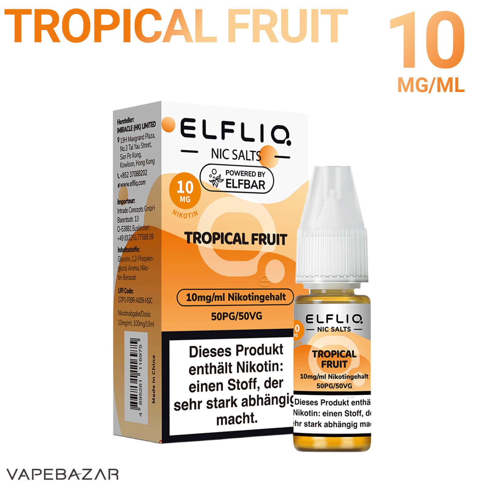 Elfliq Nic Salts Tropical Fruit 10mg 2 | Vapebazar Elfliq Nikotinsalz Liquid – Tropical Fruit 20Mg/Ml Nikotin