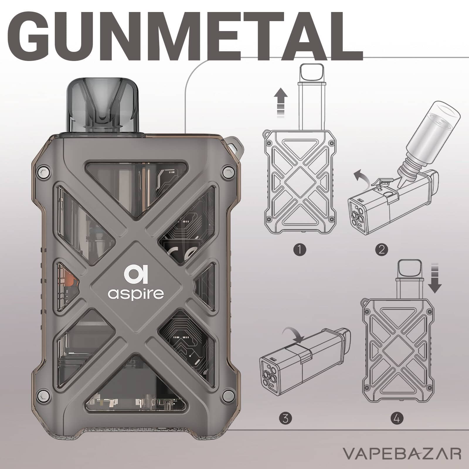 Gunmetal2 | Vapebazar Aspire Gotek X Ii Pod Kit - Cyan