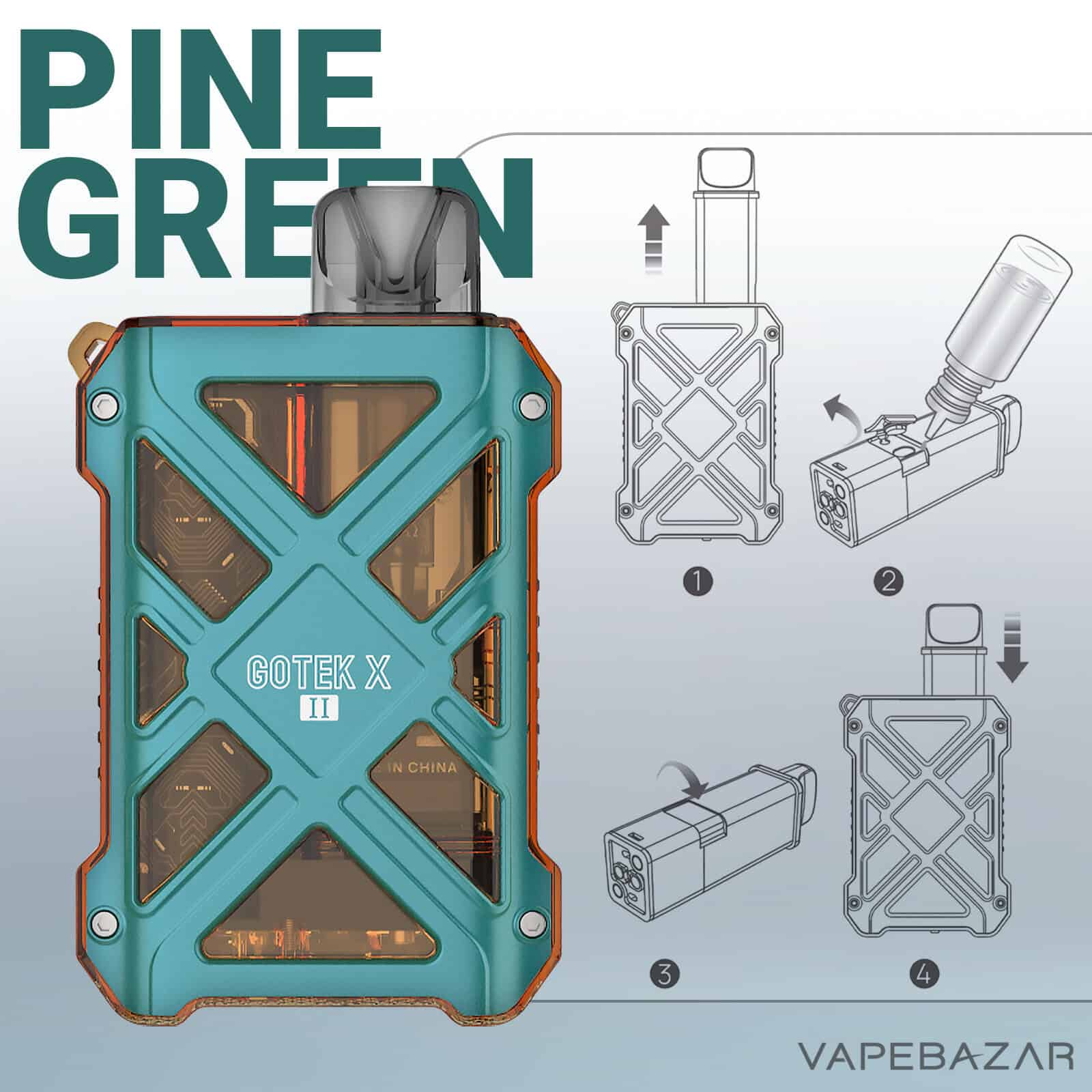 PineGreen2 | Vapebazar Aspire Gotek X Ii Pod Kit - Cyan