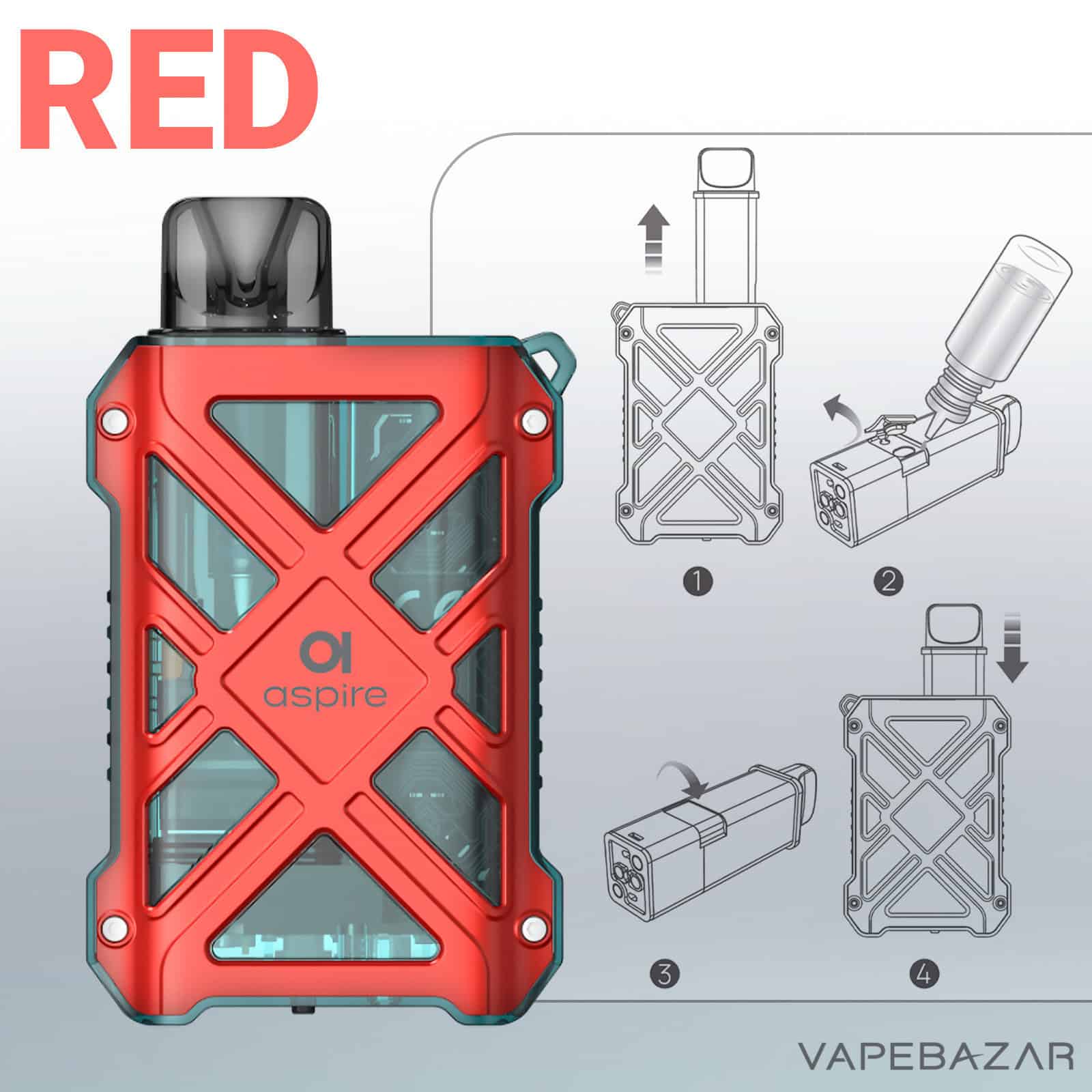 Red2 | Vapebazar Aspire Gotek X Ii Pod Kit - Cyan
