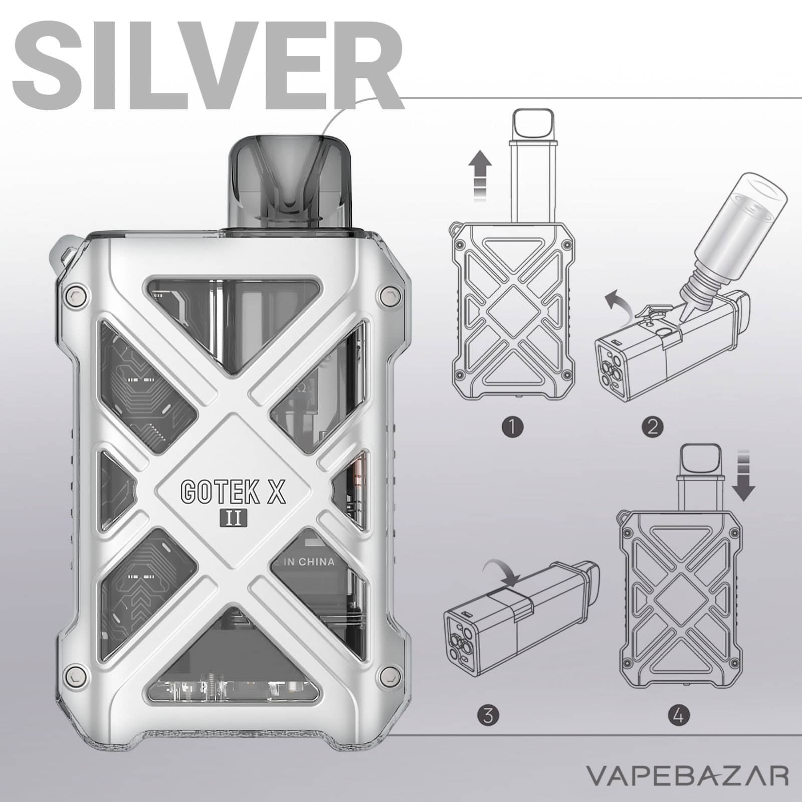 Silver2 | Vapebazar Aspire Gotek X Ii Pod Kit - Cyan