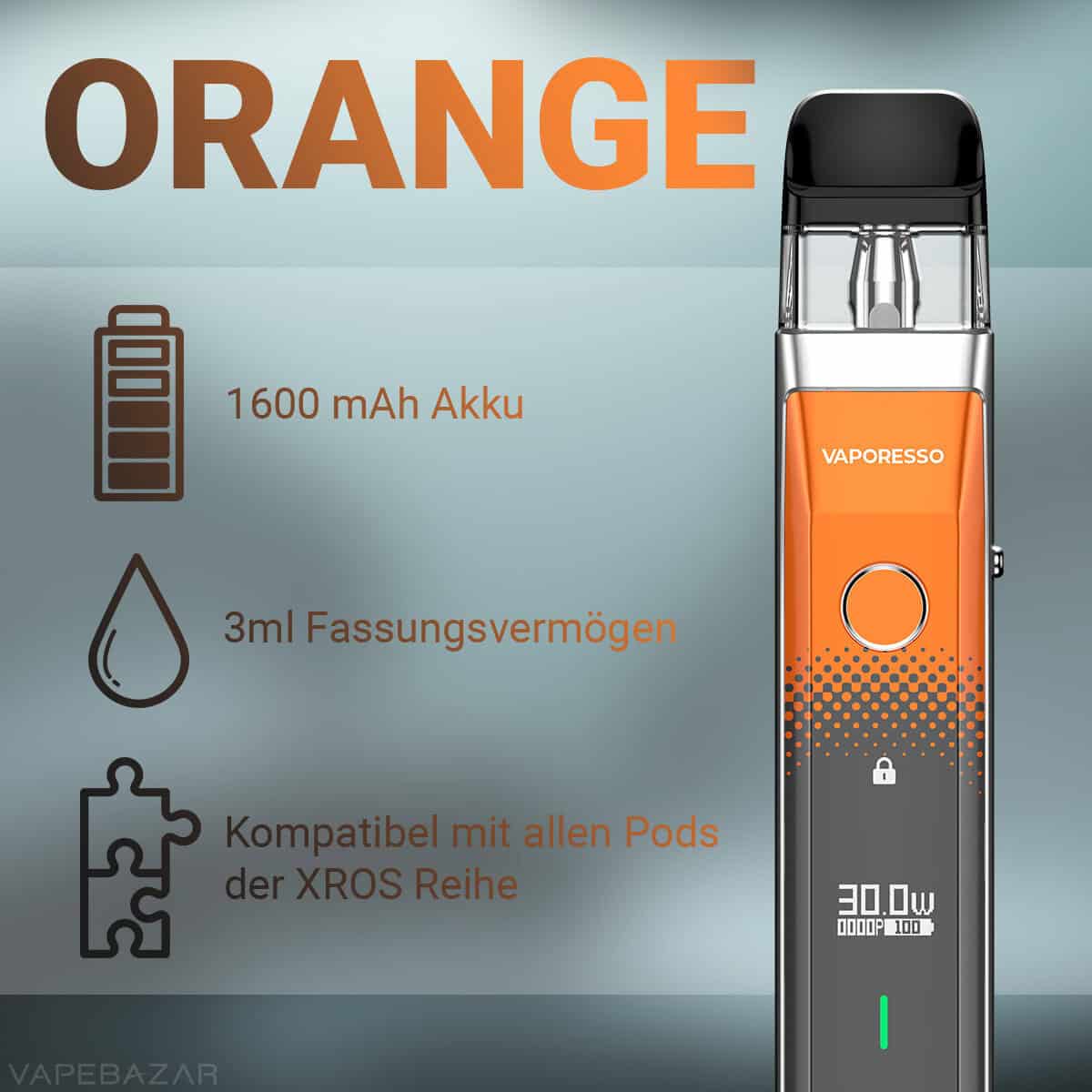 VAPEBAZAR Vaporesso XROS Pro Orange 2 Kopie | Vapebazar Vaporesso Xros Pro - Orange
