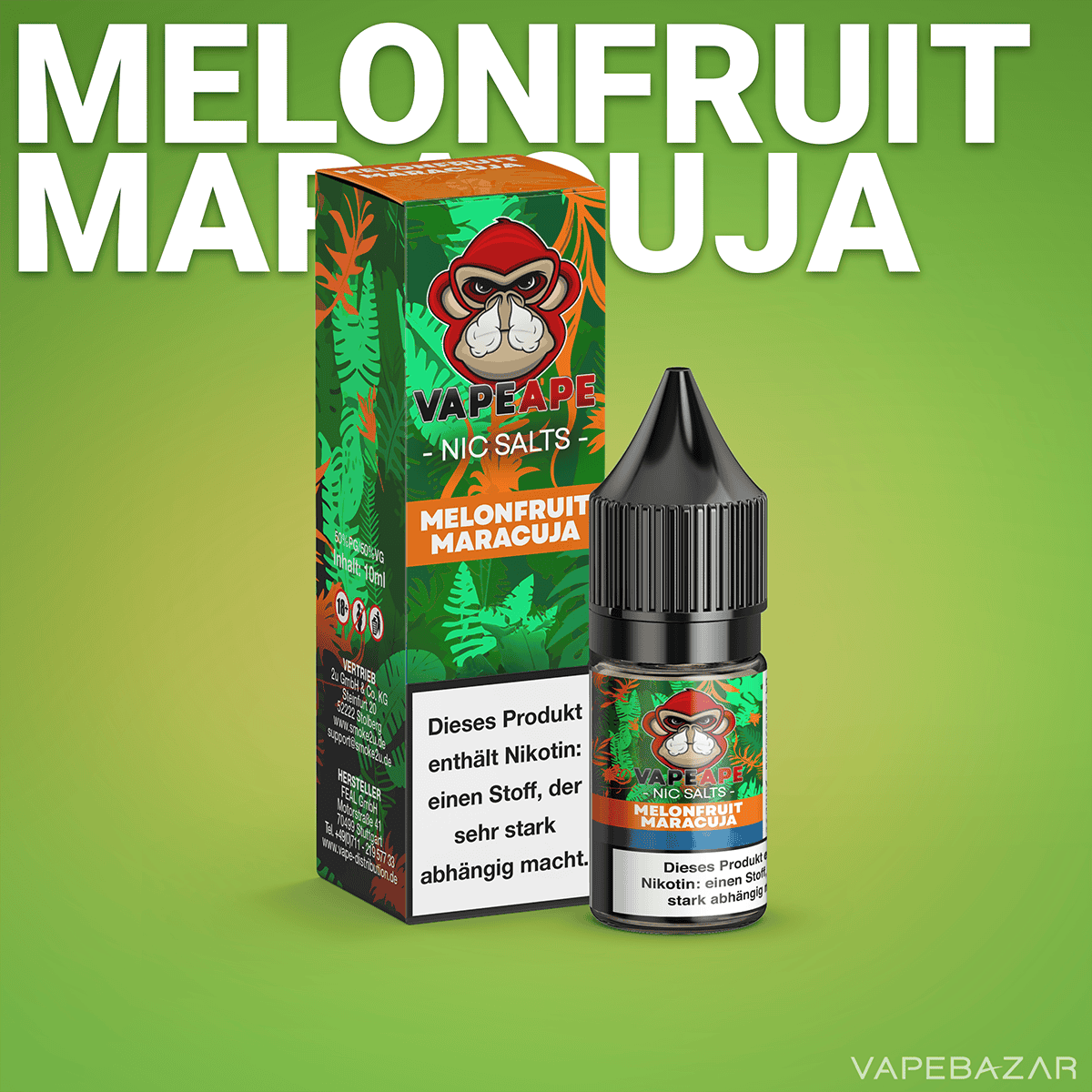VapeApe NicSalts Melonfruit Maracuja 2neu | Vapebazar Vapeape - Melonfruit Maracuja - Nic Salts