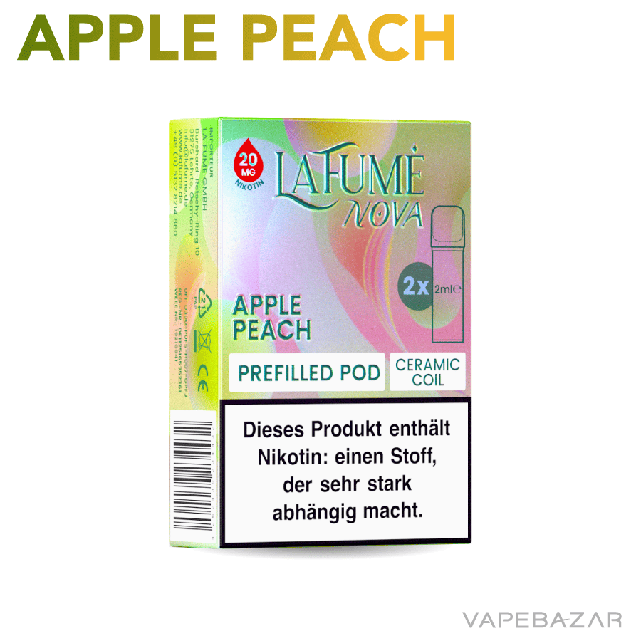 Lafume Nova pods apple peach 02 | Vapebazar Lafume Nova Pods - Apple Peach (2Er Pack)