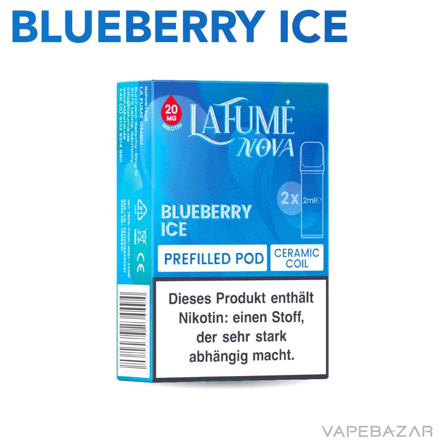 Lafume Nova pods blueberry ice 02 | Vapebazar Lafume Nova Pods - Blueberry Ice (2Er Pack)