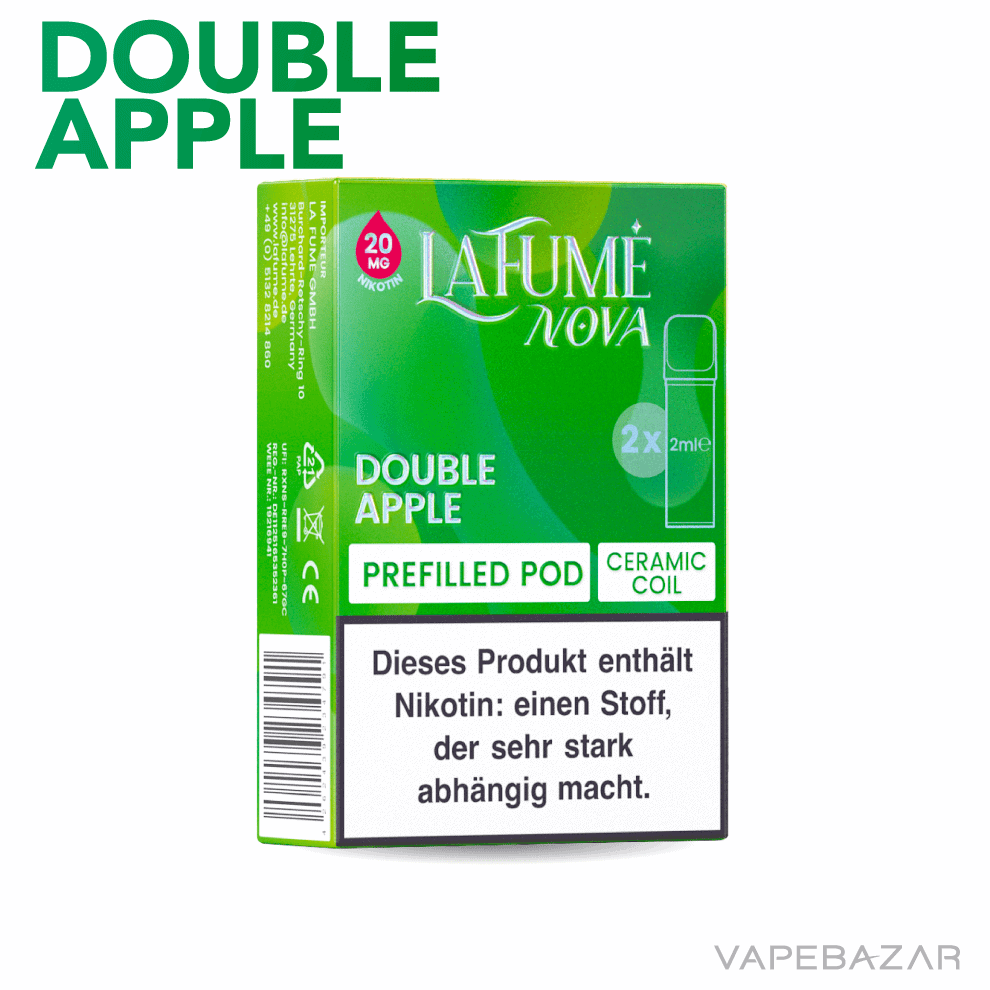 Lafume Nova pods double apple 02 | Vapebazar La Fume Nova Pods - Double Apple (2Er Pack)