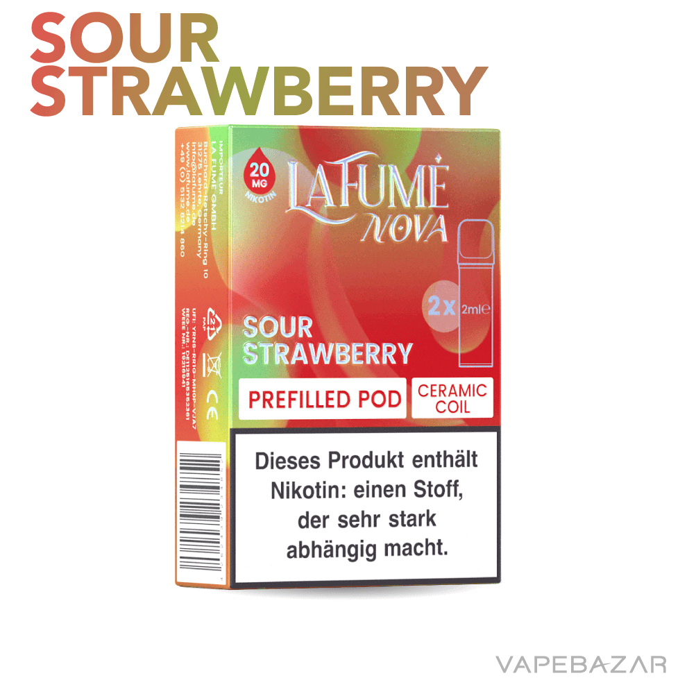 Lafume Nova pods sour strawberry 02 | Vapebazar Lafume Nova Pods - Sour Strawberry (2Er Pack)
