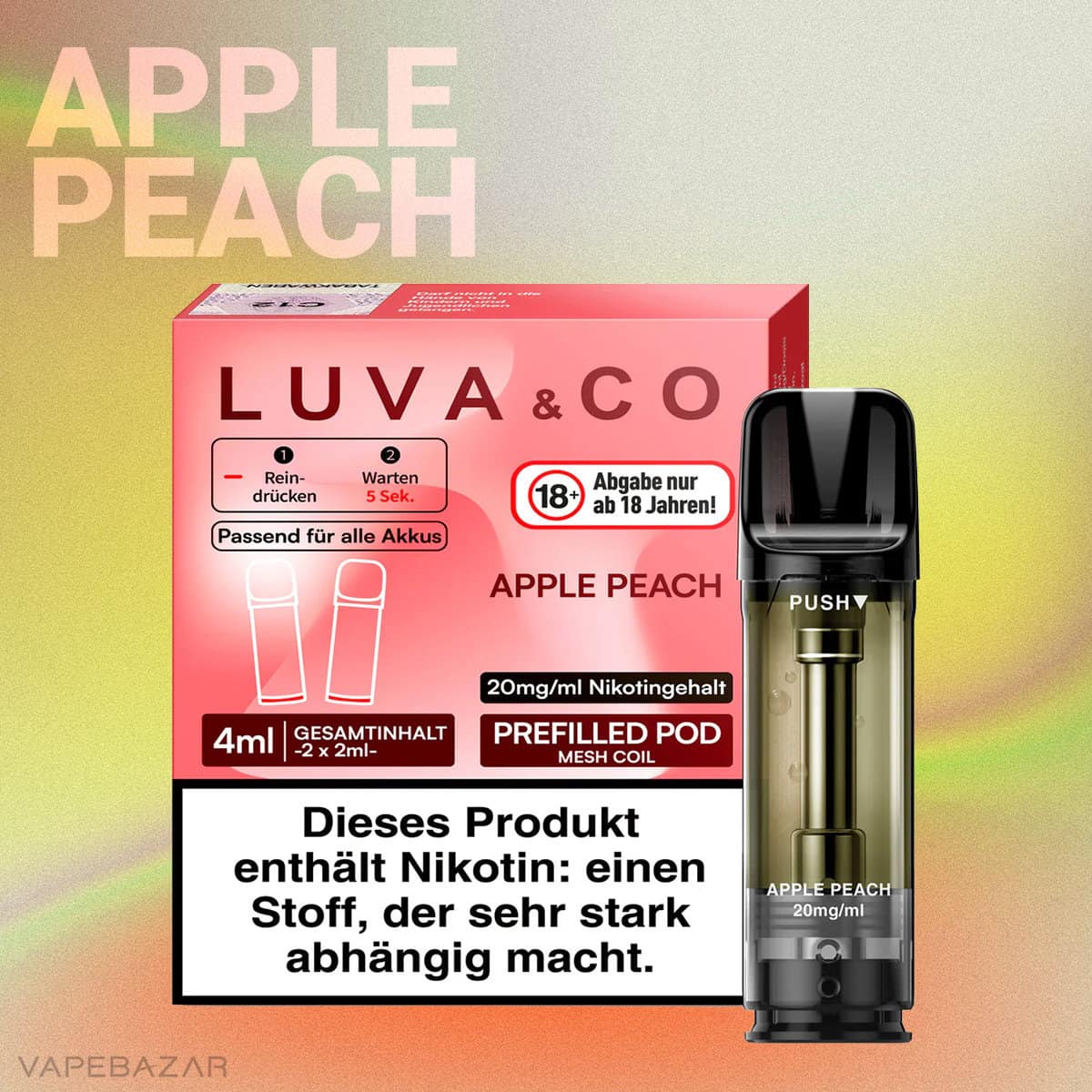 Luva Co Apple Peach 2VAPEBAZAR | Vapebazar Luva &Amp; Co Pods - Apple Peach (2Er Pack)