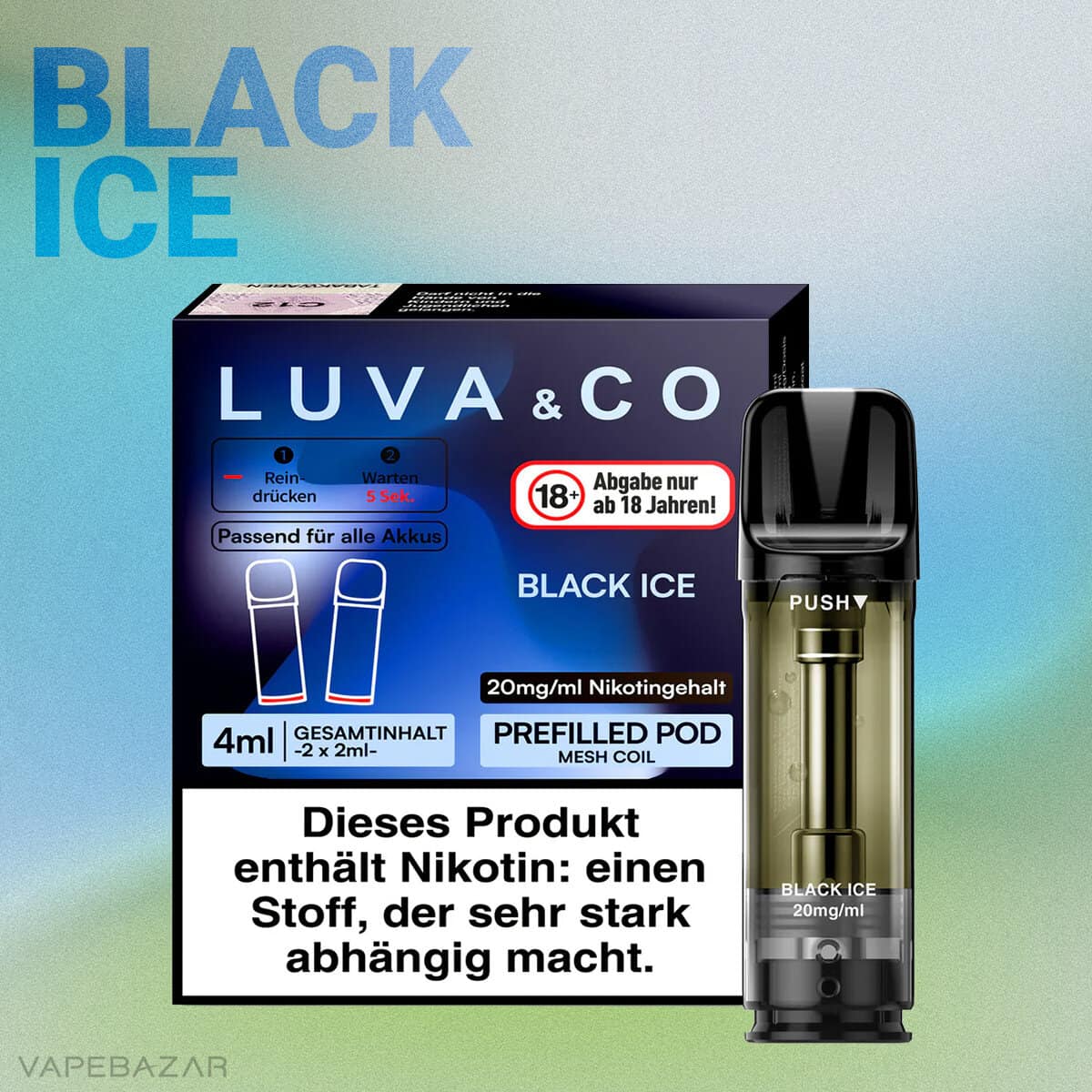 Luva Co Black ice 2VAPEBAZAR | Vapebazar Luva &Amp; Co Pods - Black Ice (2Er Pack) – Bild 2