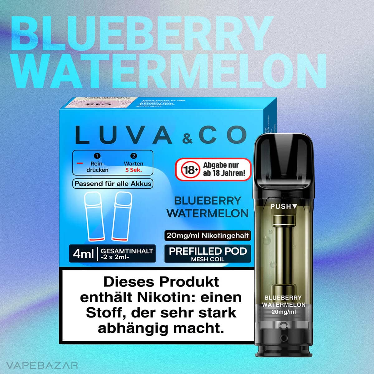 Luva Co Blueberry Watermelon 2VAPEBAZAR | Vapebazar Luva &Amp; Co Pods - Blueberry Watermelon (2Er Pack) – Bild 2
