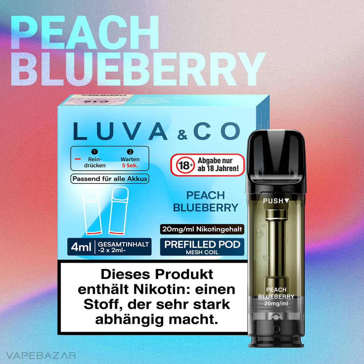 Luva Co Peach Blueberry 2VAPEBAZAR | Vapebazar Luva &Amp; Co Pods - Peach Blueberry (2Er Pack)