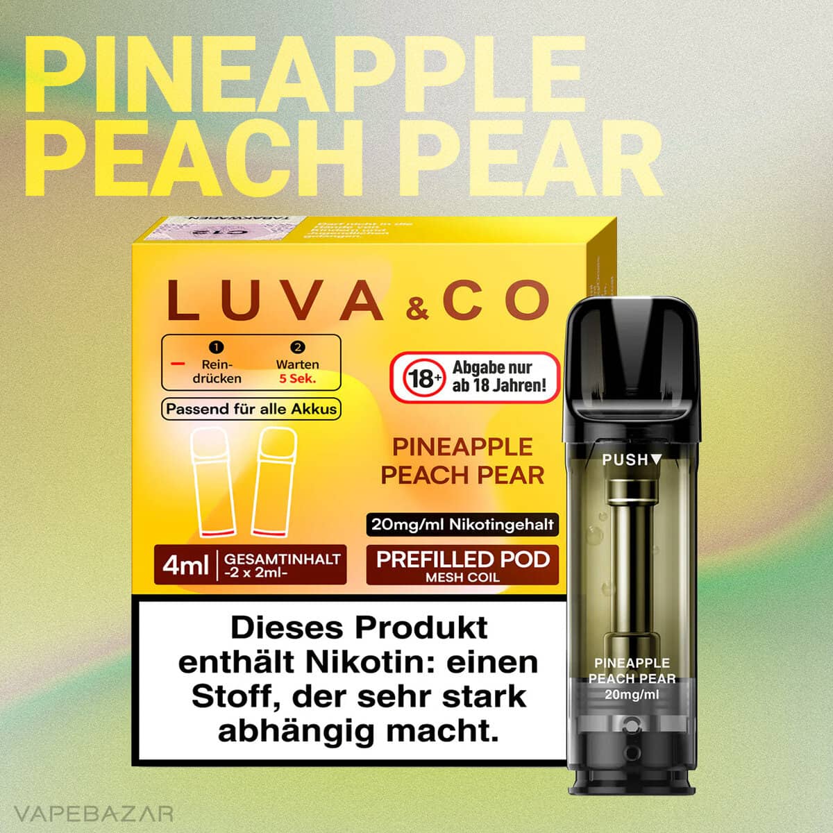 Luva Co Pineapple Peach Pear 2VAPEBAZAR | Vapebazar Luva &Amp; Co Pods - Pineapple Peach Pear (2Er Pack)