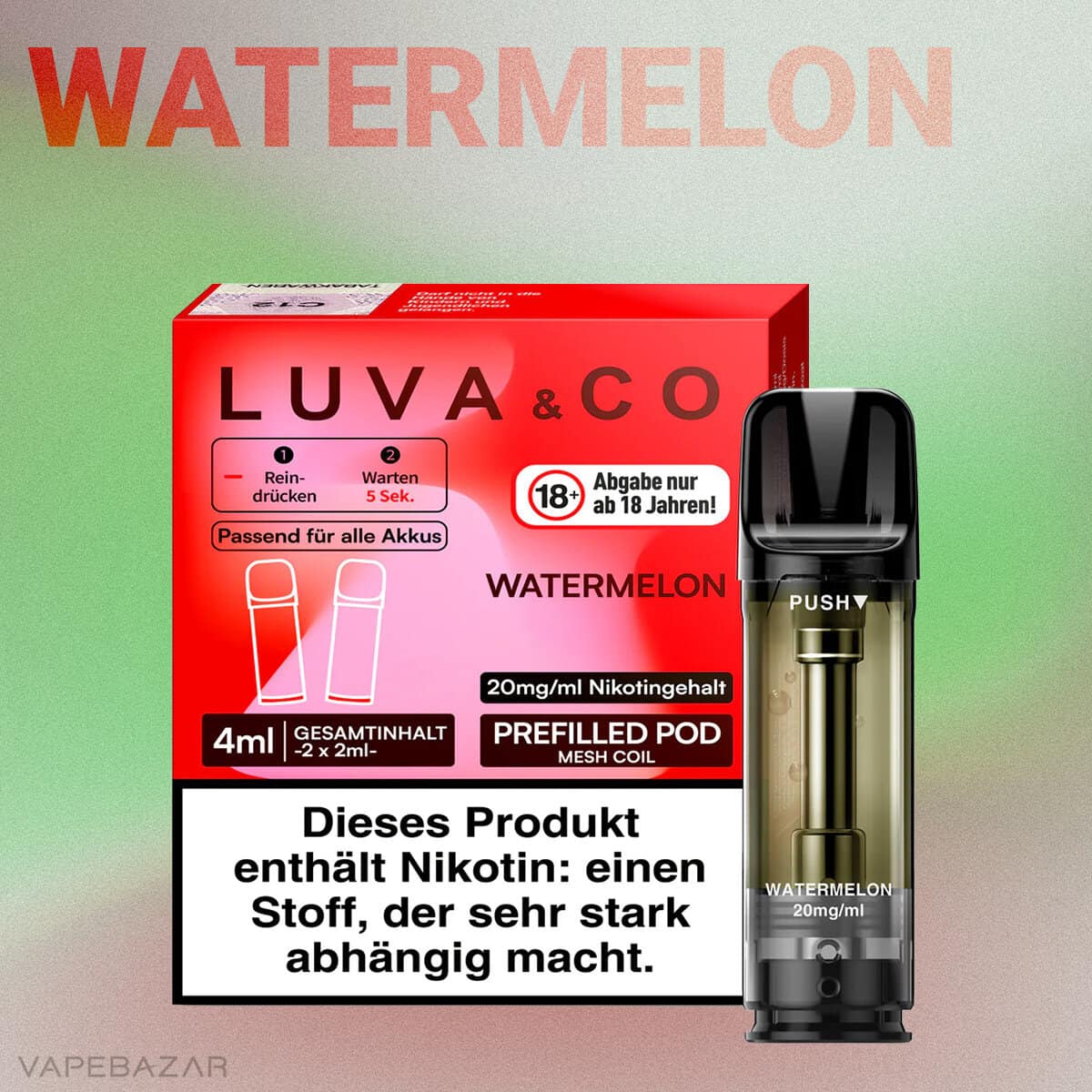 Luva Co Watermelon 2VAPEBAZAR | Vapebazar Luva &Amp; Co Pods - Watermelon (2Er Pack)