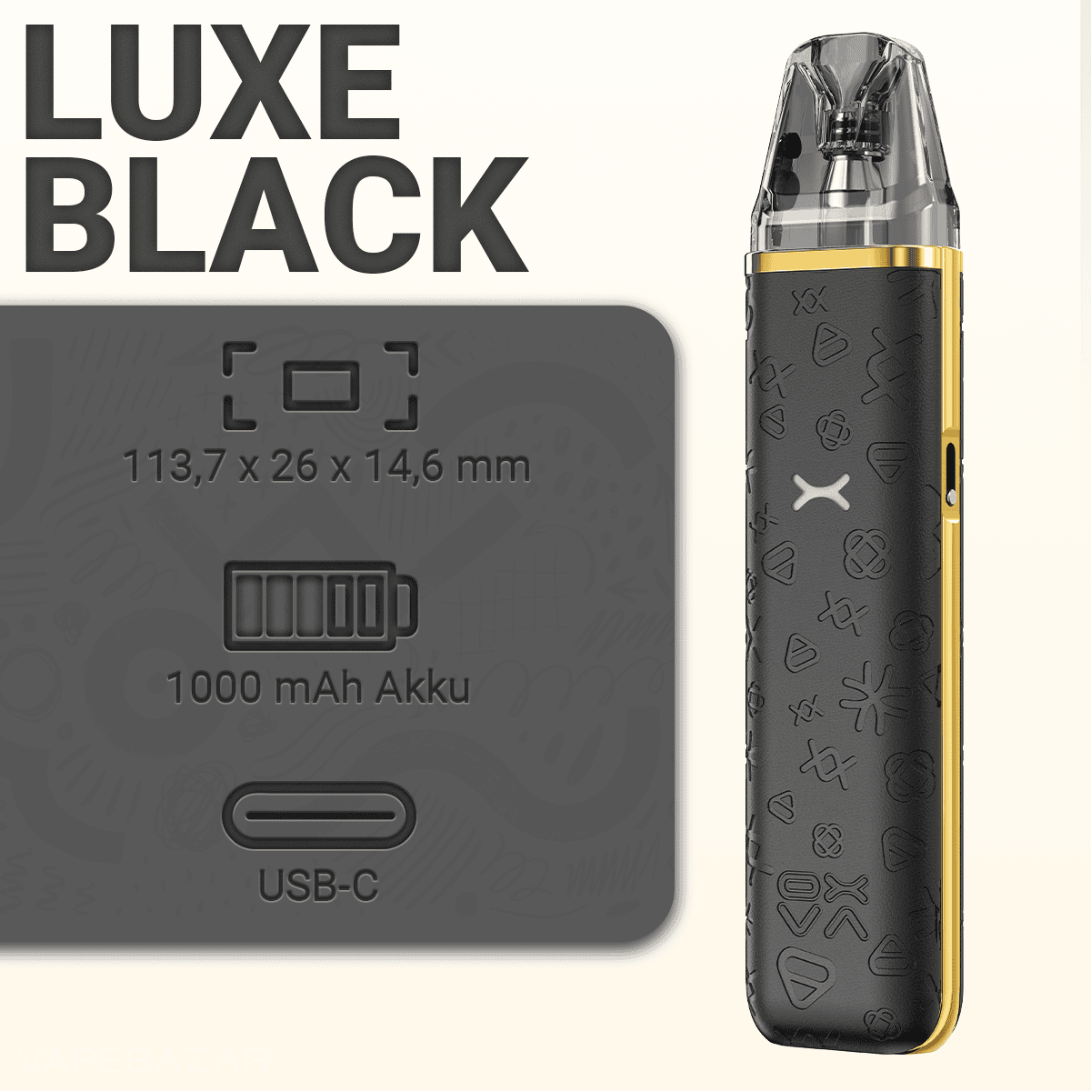 Oxva Xlim Go Luxe Black 2 | Vapebazar Oxva Xlim Go - Pod Kit - Luxe Black – Bild 2