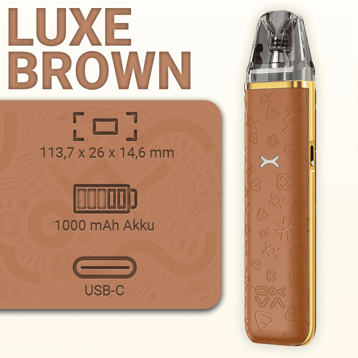 Oxva Xlim Go Luxe Brown 2 | Vapebazar Oxva Xlim Go - Pod Kit - Luxe Brown